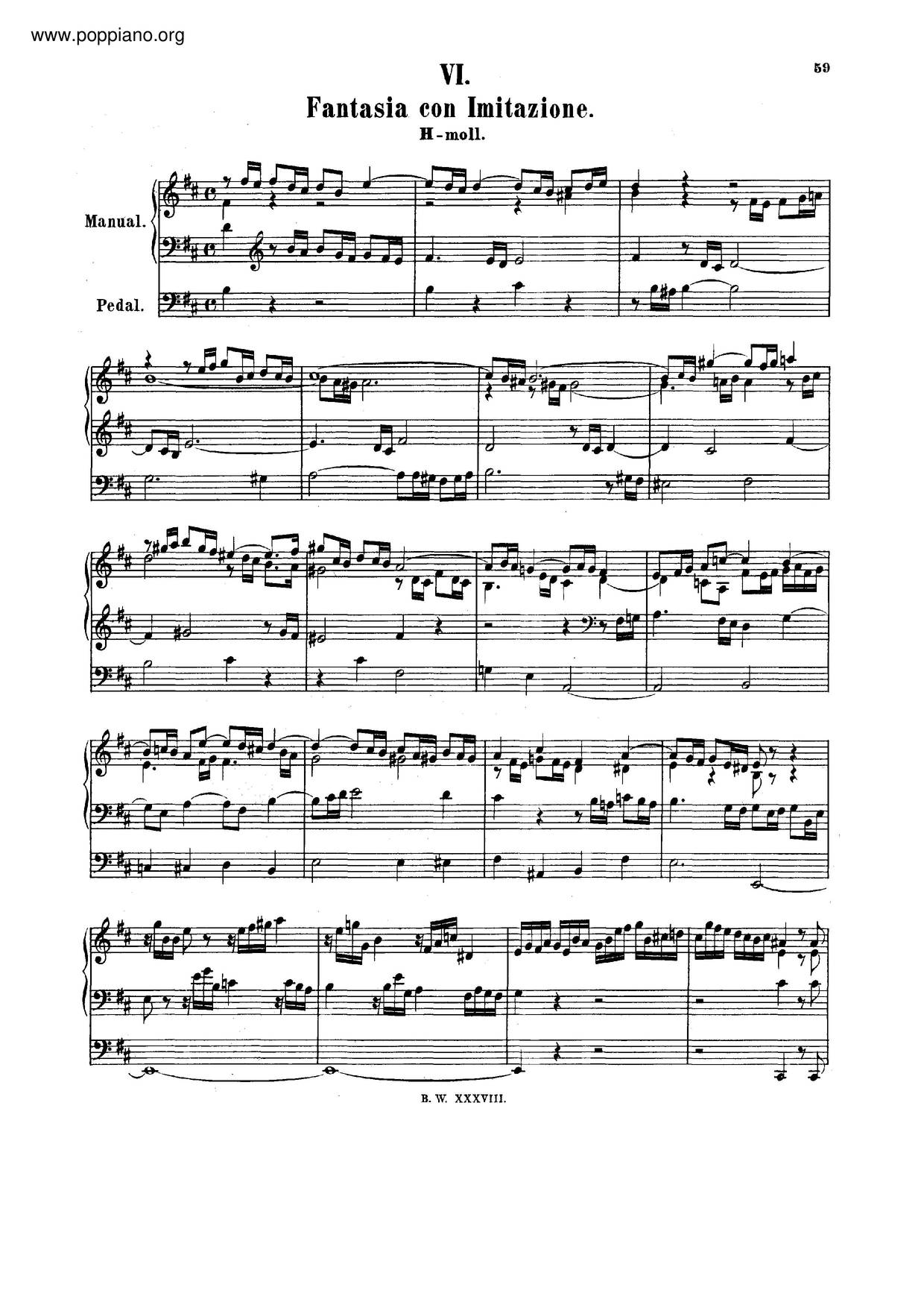 Fantasia And Imitation In B Minor, BWV 563 Score