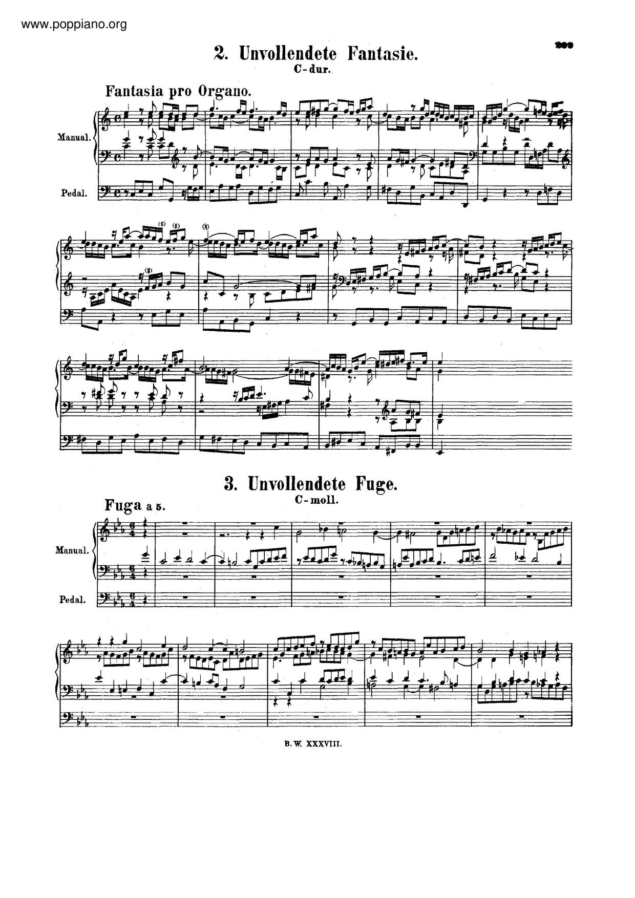 Fantasia In C Major, BWV 573琴谱