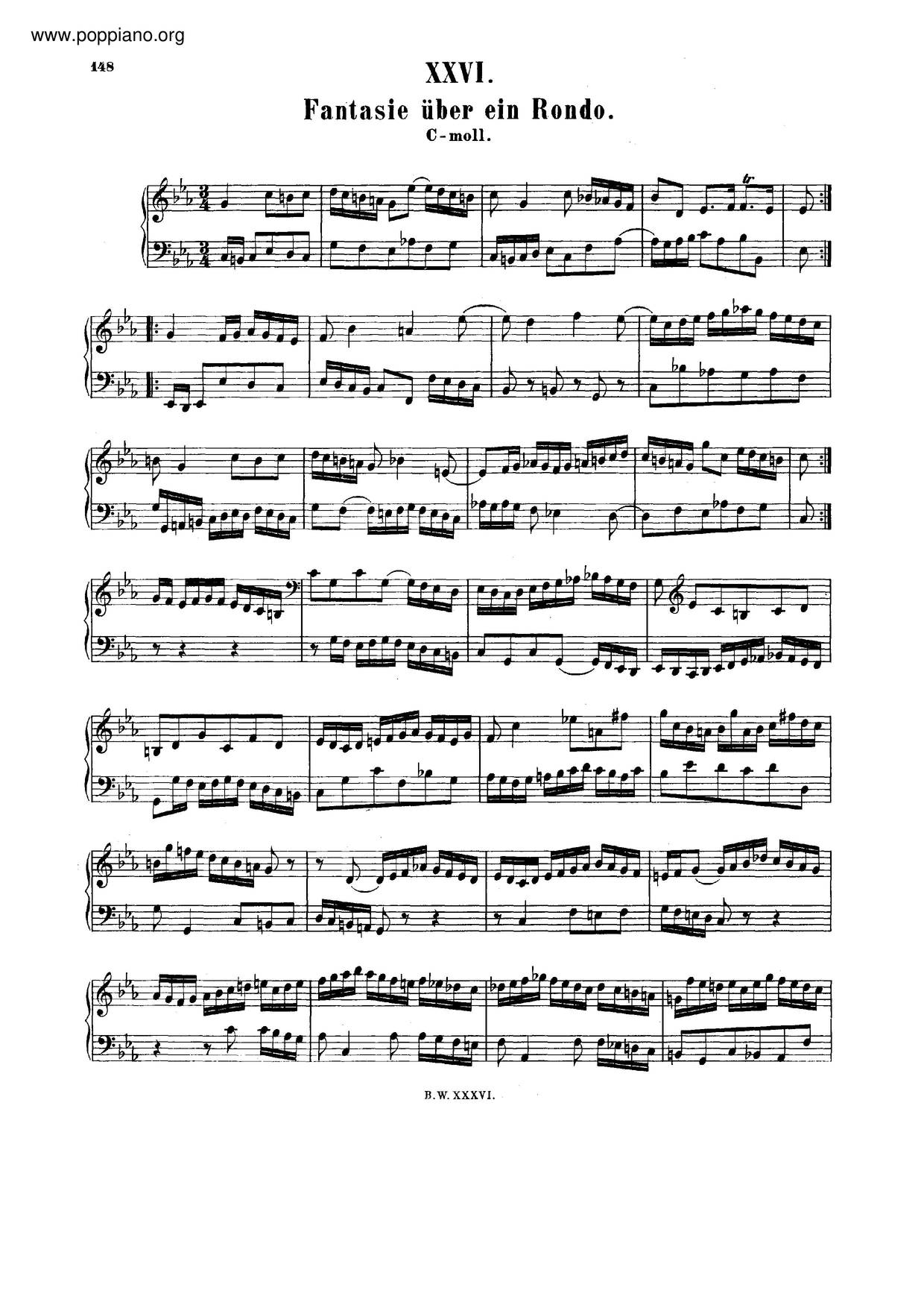 Fantasia In C Minor, BWV 918 Score