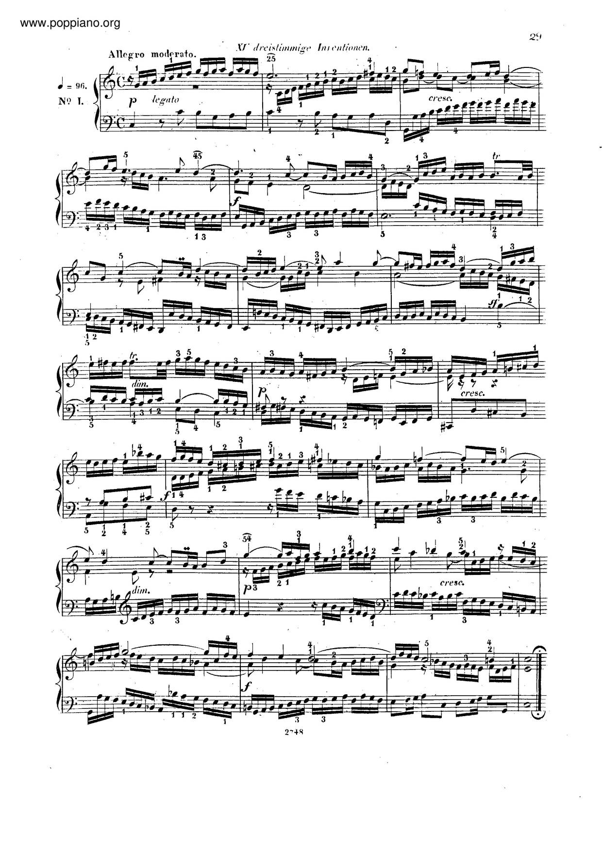 15 Sinfonias, BWV 787-801ピアノ譜