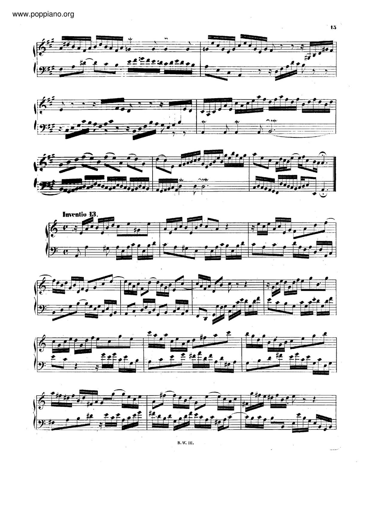 Invention In A Minor, BWV 784 Score