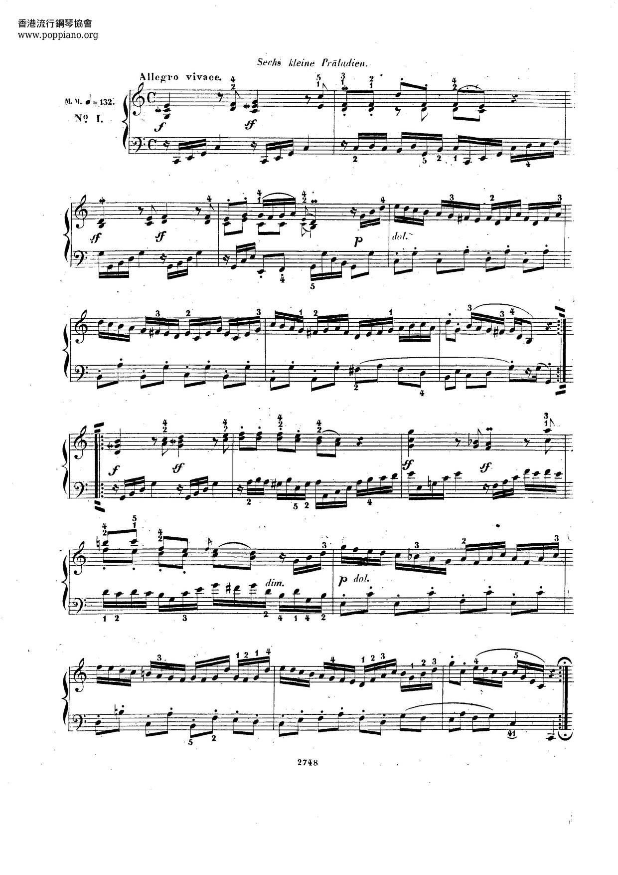 6 Little Preludes, BWV 933-938ピアノ譜