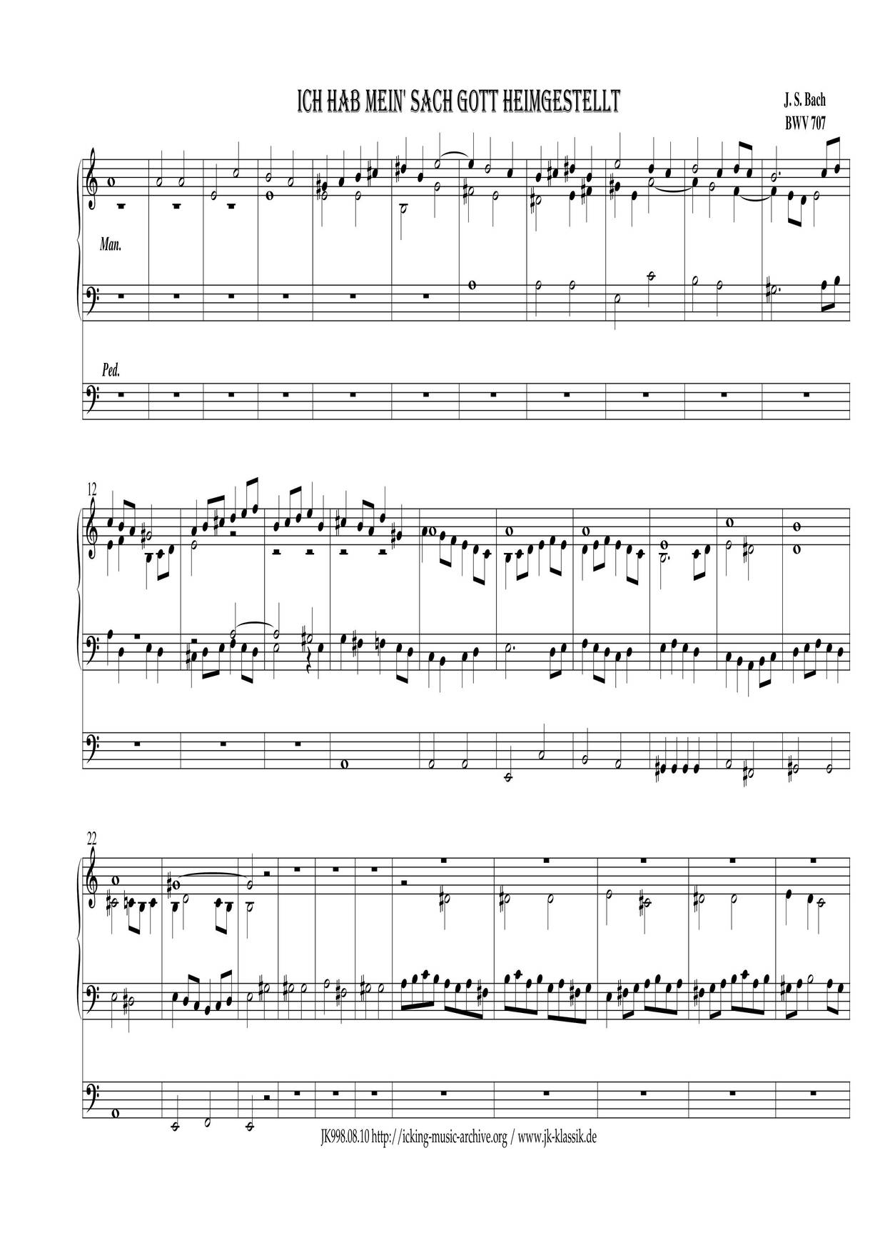 Ich Hab Mein Sach Gottheimgestellt, BWV 707 Score