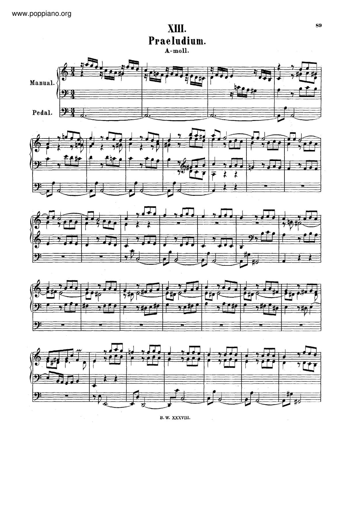Prelude In A Minor, BWV 569琴譜