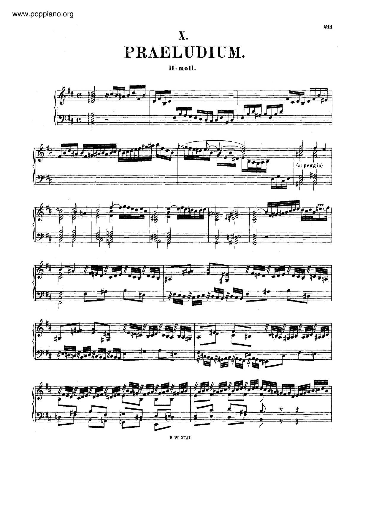 Prelude In B Minor, BWV 923 Score