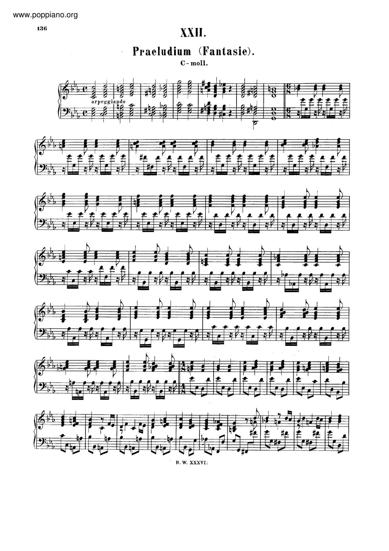 Prelude In C Minor, BWV 921琴谱