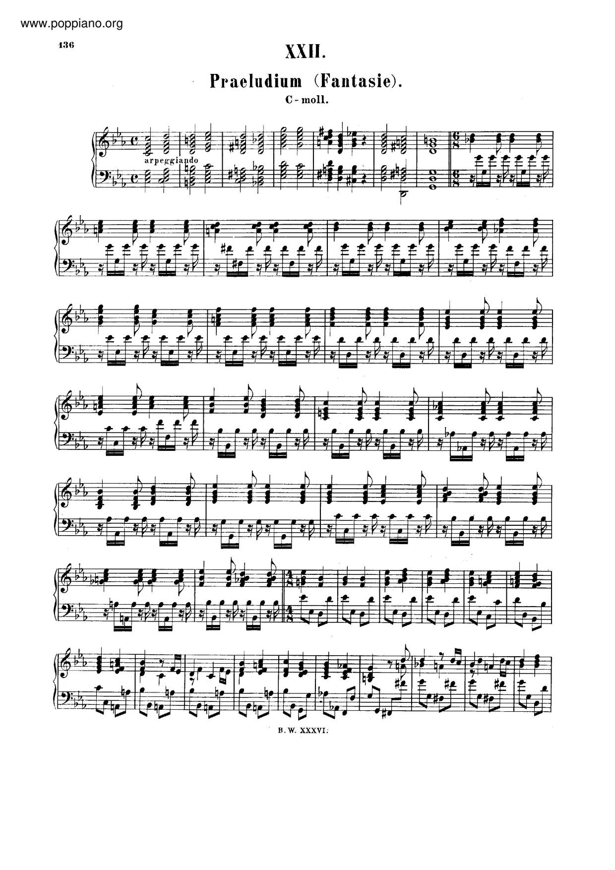 Prelude In C Minor, BWV 921 Score