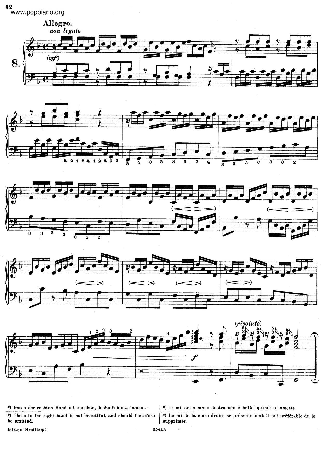 Prelude In F Major, BWV 927琴谱