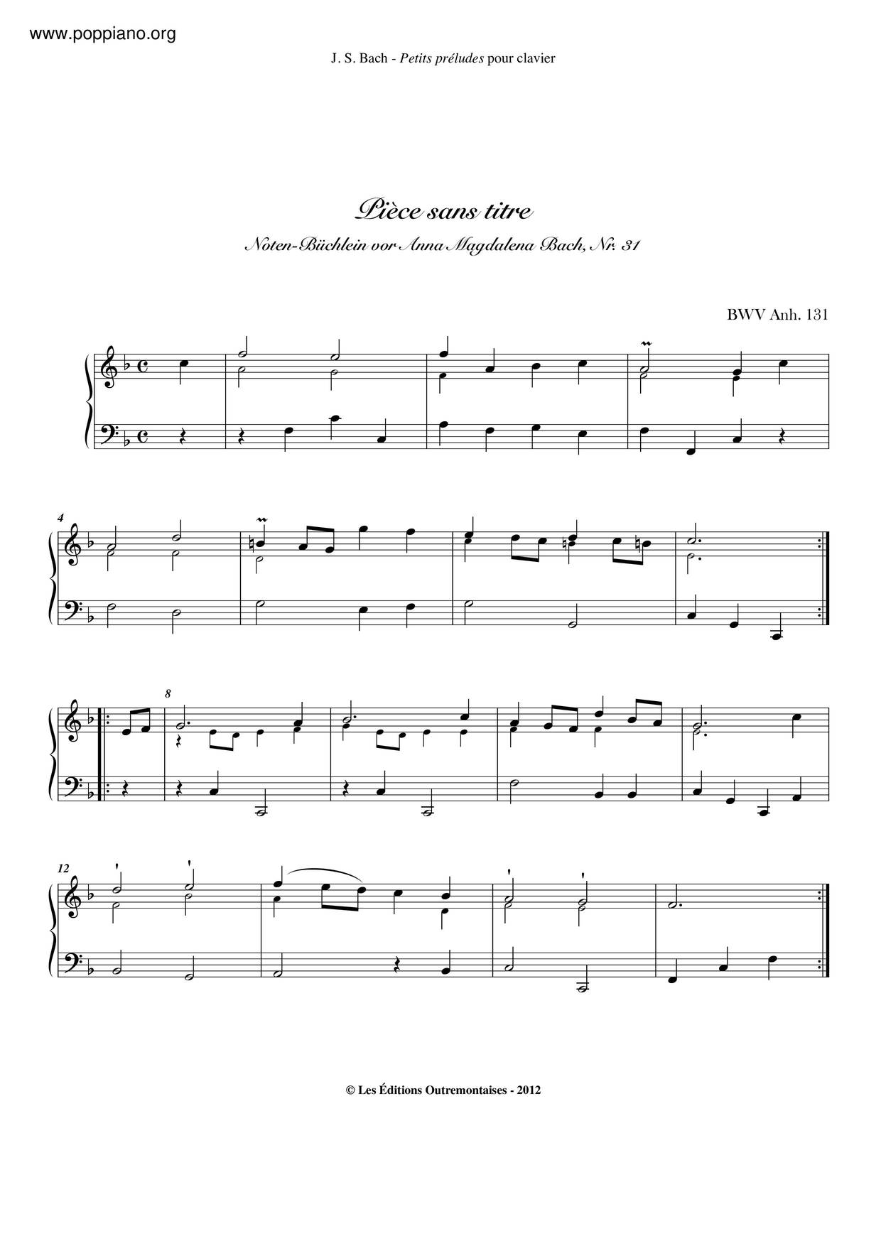 Air In F Major, BWV Anh. 131琴谱