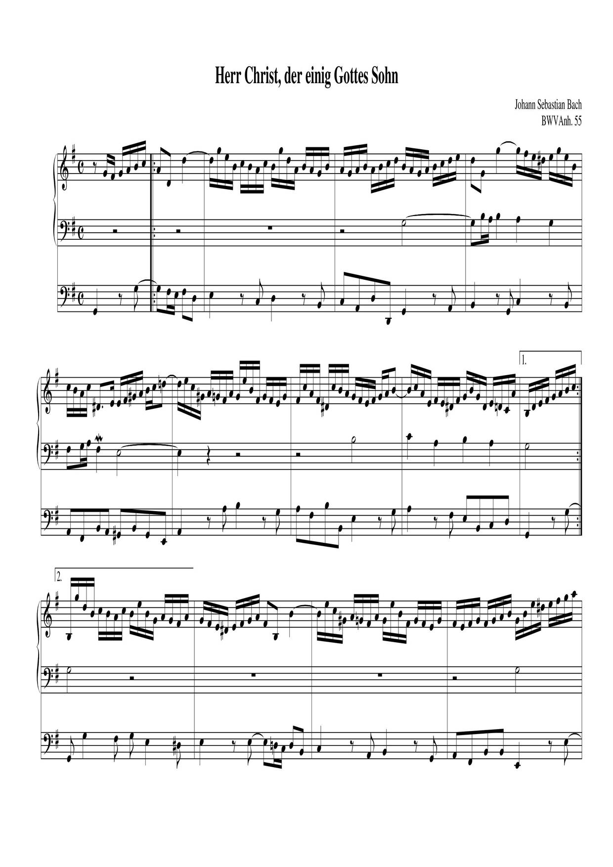 Herr Christ, Der Einge Gottessohn, BWV Anh. 55 Score