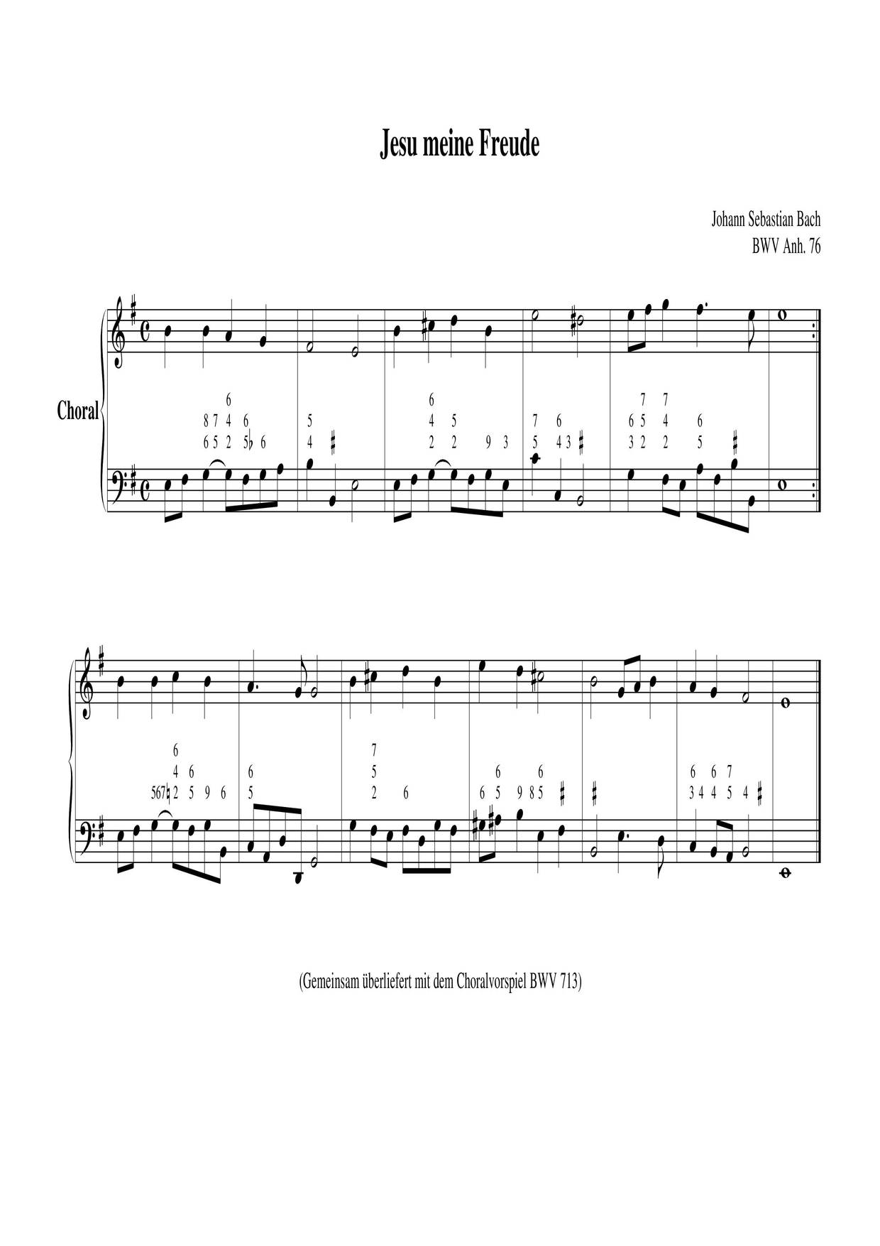 Jesu, Meine Freude, BWV Anh. 76琴譜