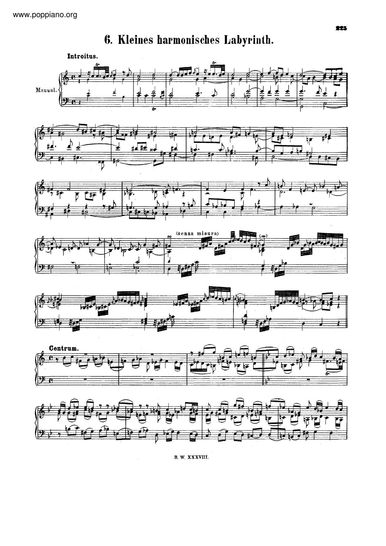Kleines Harmonisches Labyrinth - Formerly BWV 591琴譜