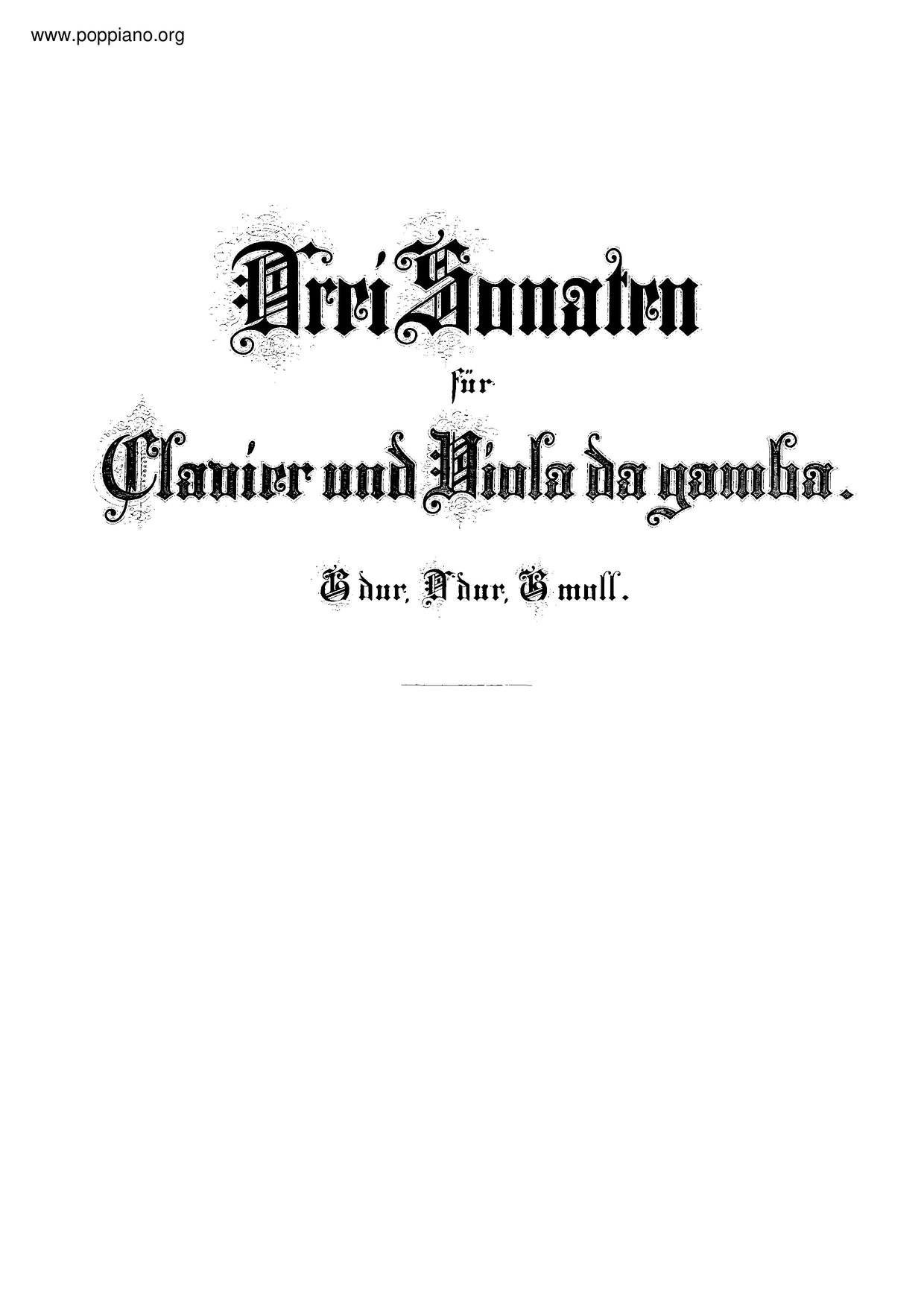 3 Sonatas For Viola Da Gamba And Harpsichord, BWV 1027-1029 Score