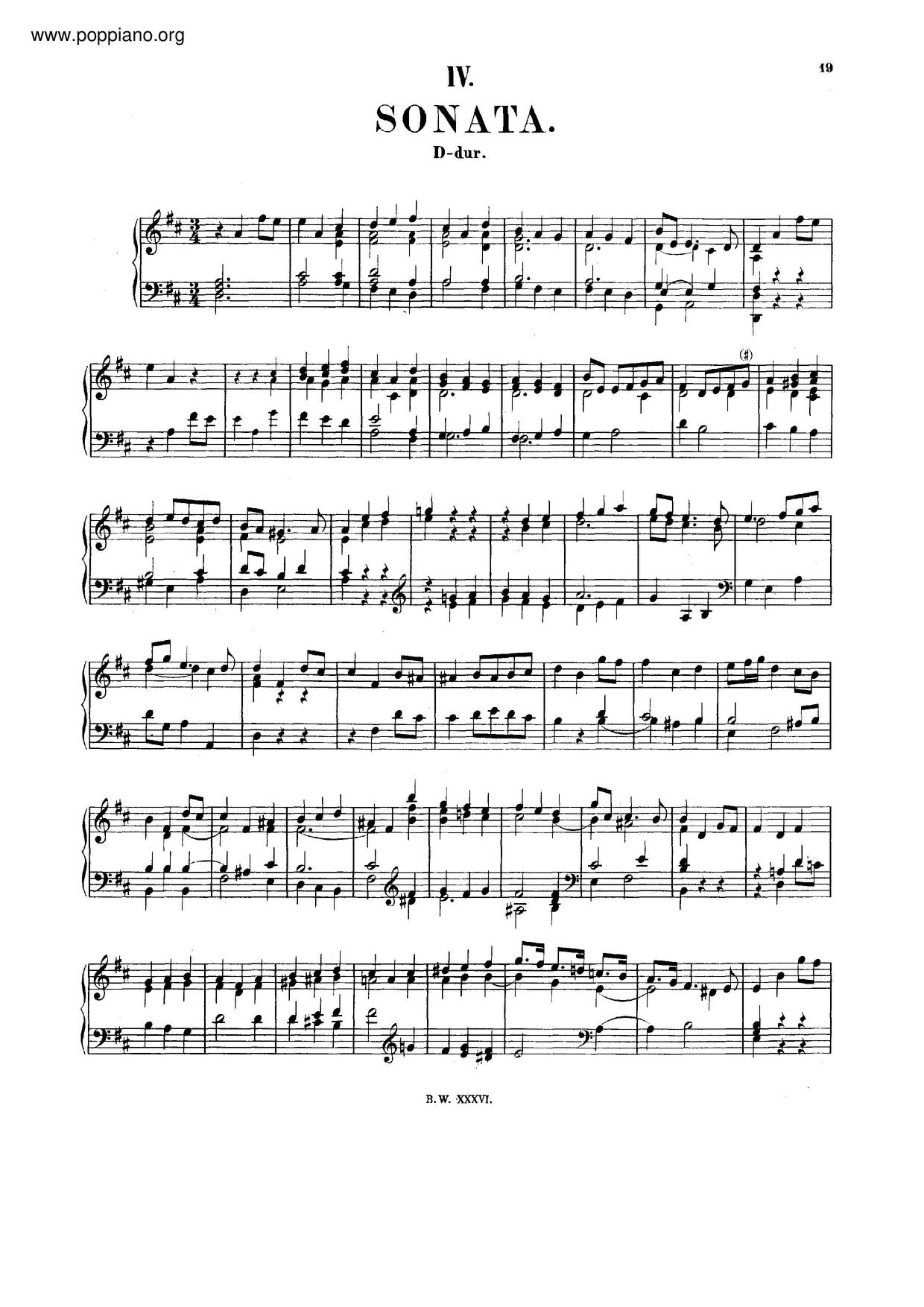 Keyboard Sonata In D Major, BWV 963 Score