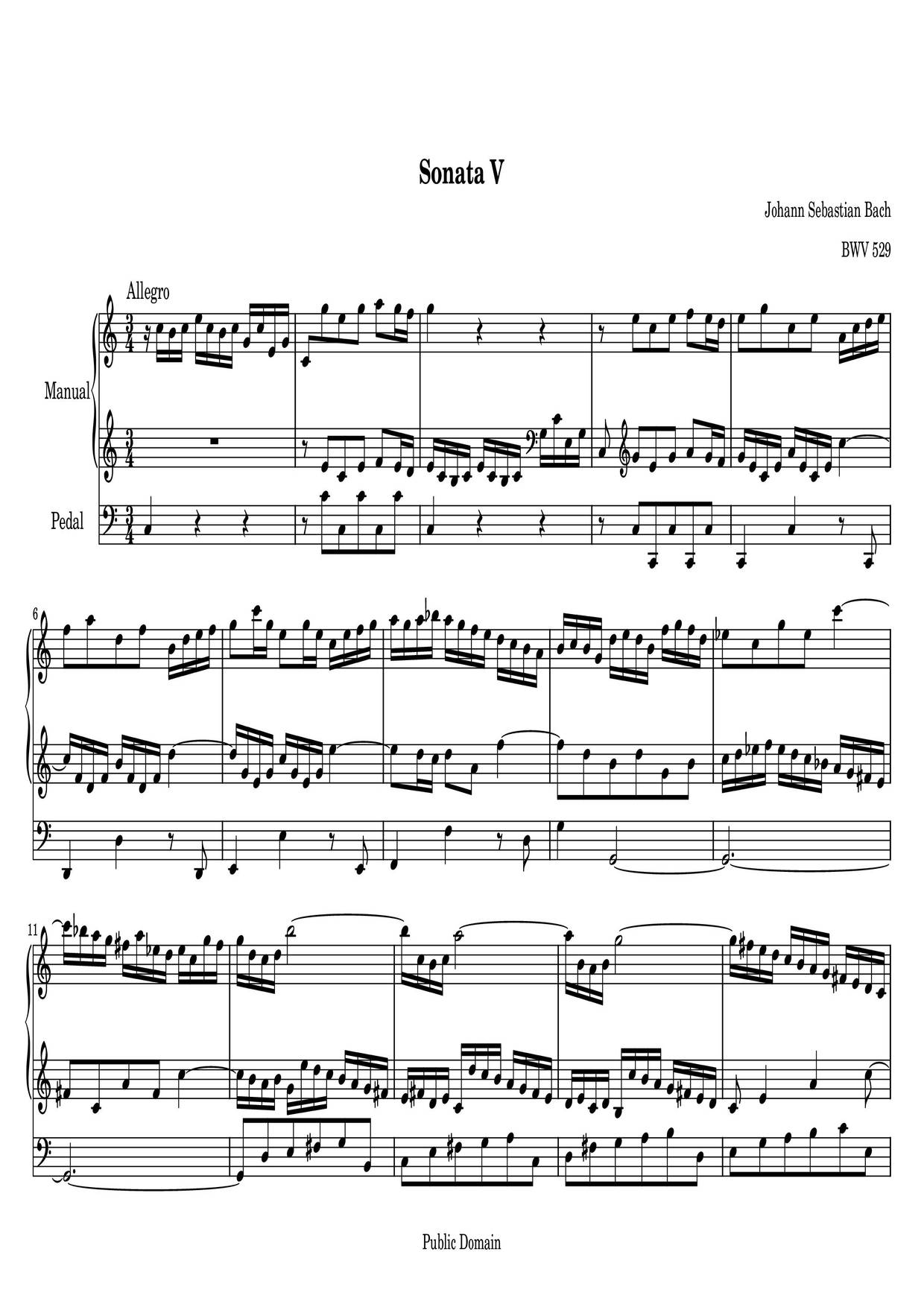 Organ Sonata No. 5 In C Major, BWV 529琴谱