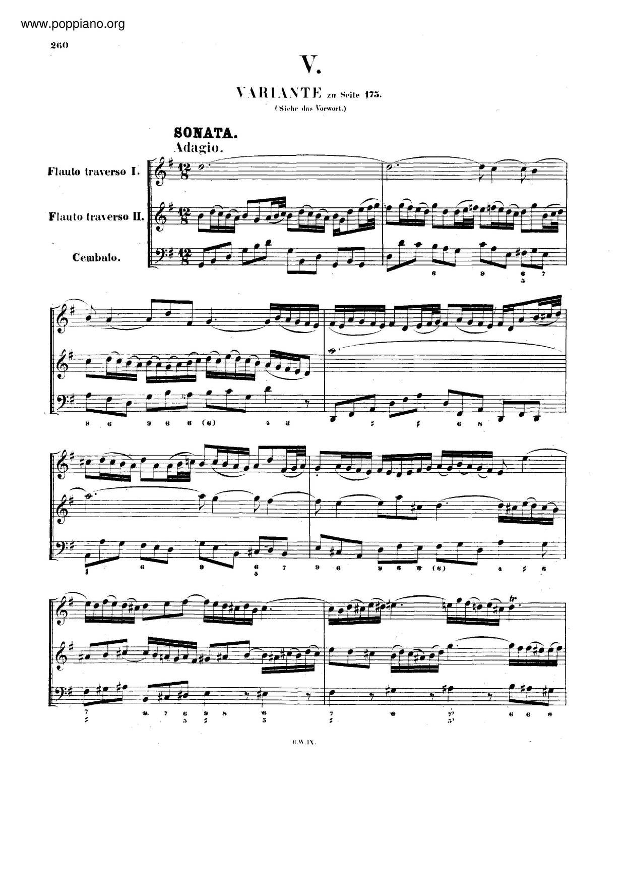 Trio Sonata In G Major, BWV 1039 Score