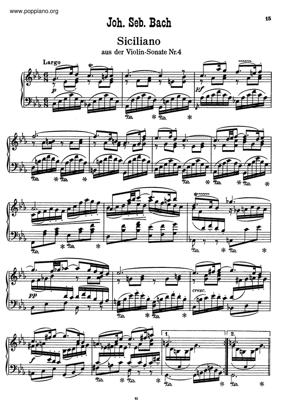 Violin Sonata In C Minor, BWV 1017ピアノ譜