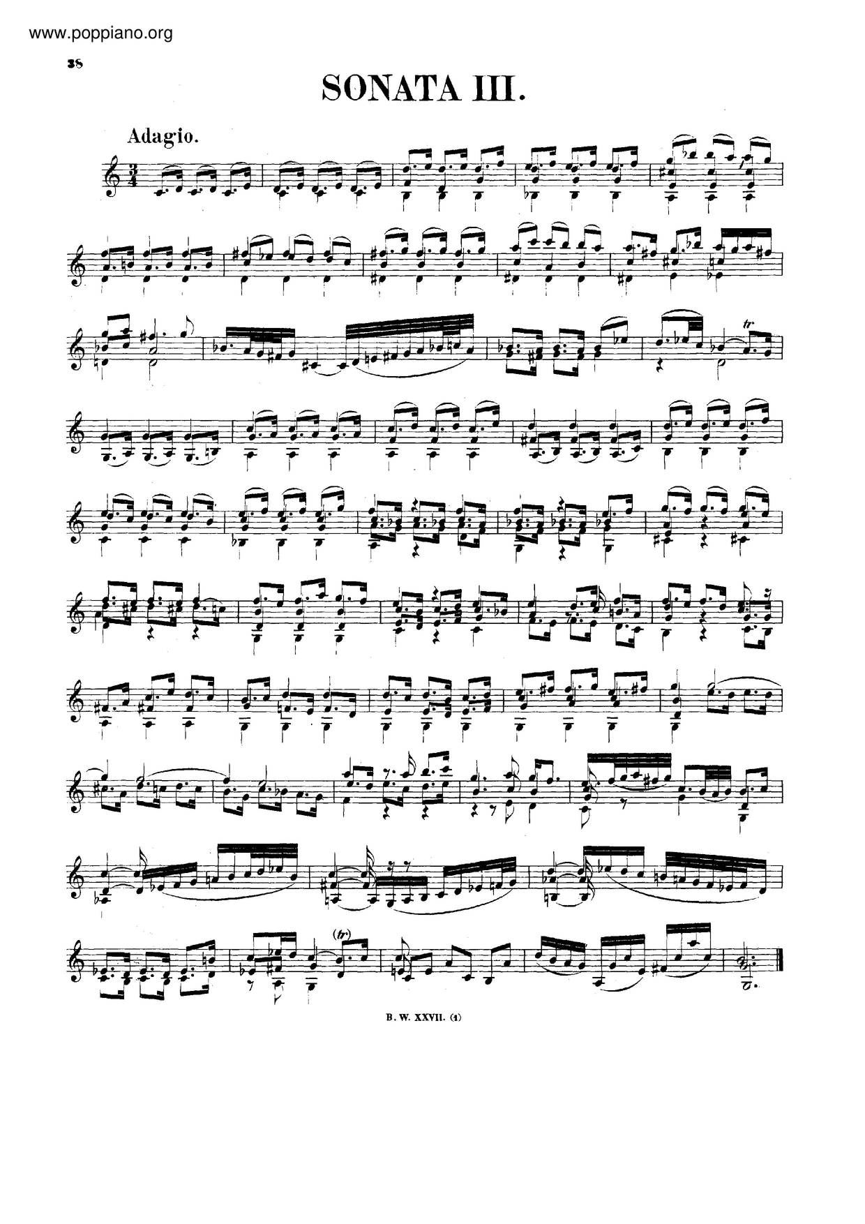 Violin Sonata No. 3 In C Major, BWV 1005琴谱