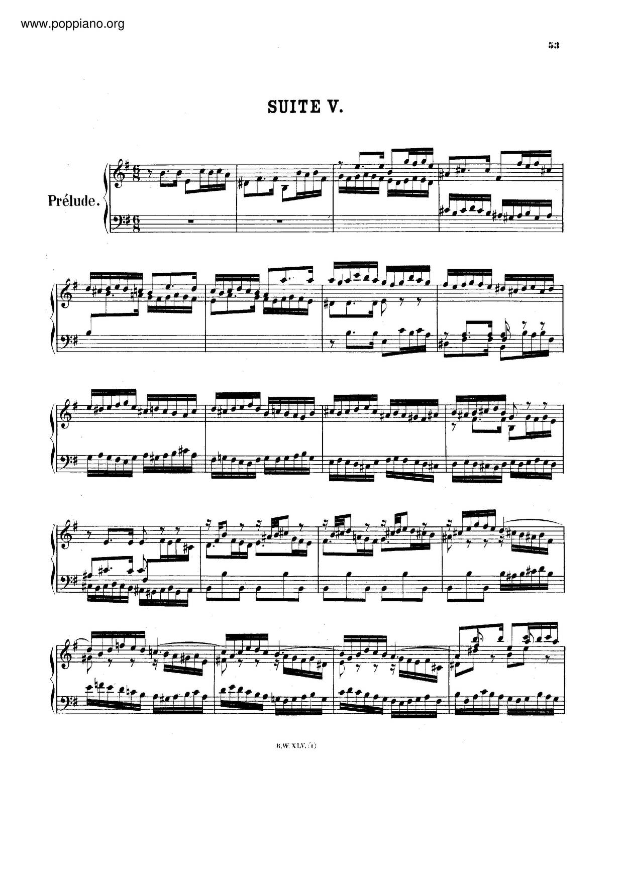 English Suite No. 5, BWV 810琴譜