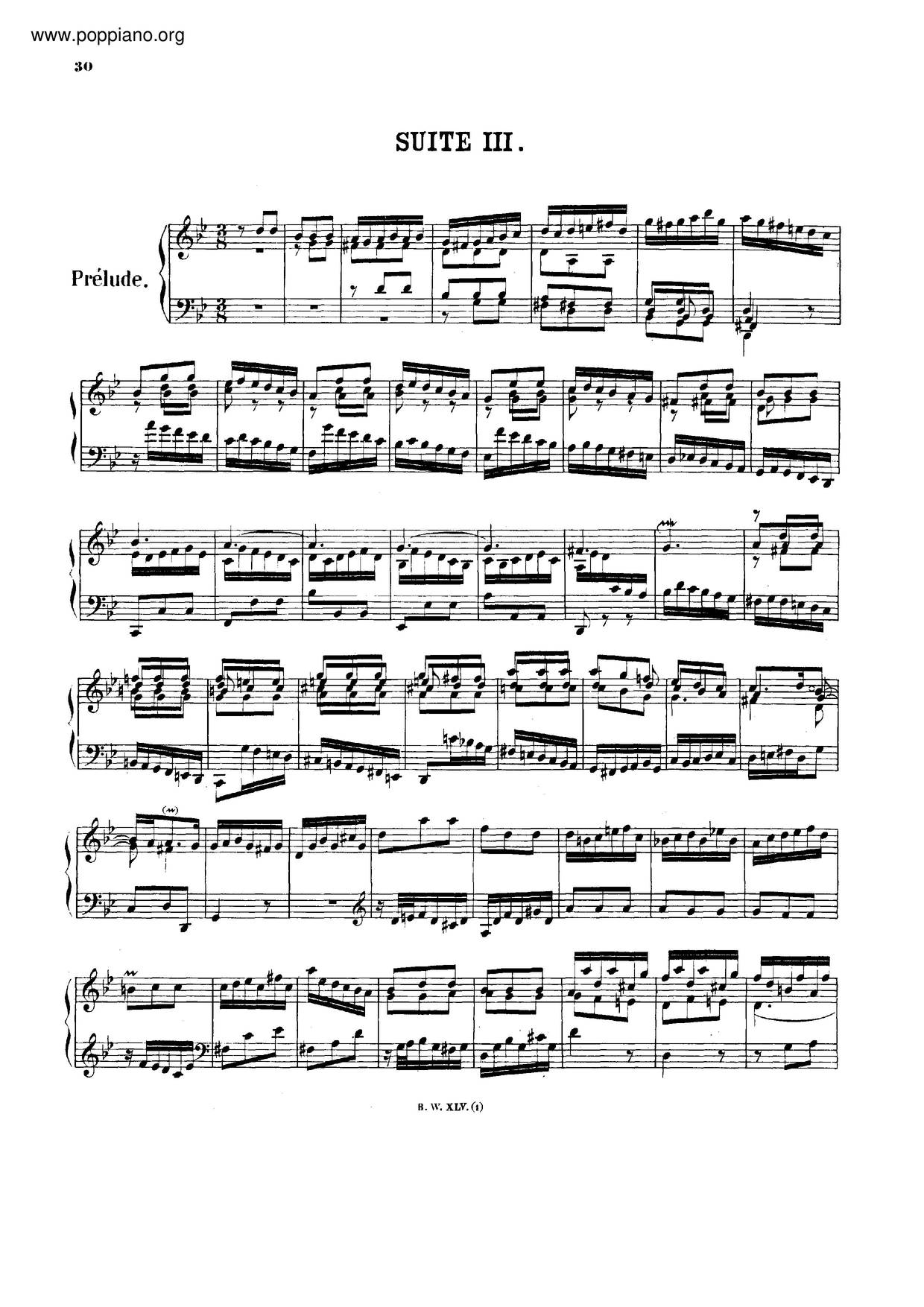 English Suite No. 3, BWV 808琴谱