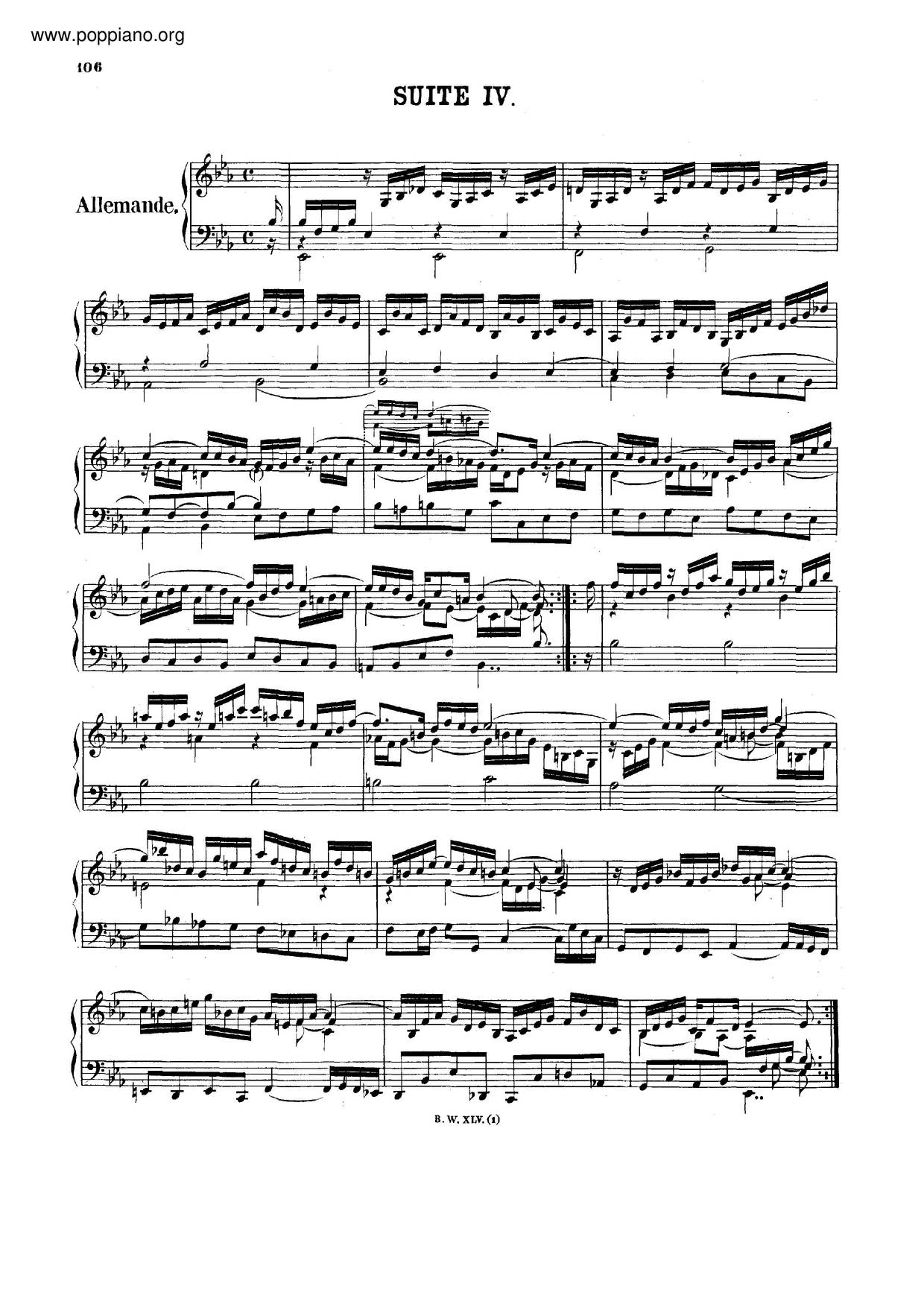 French Suite No. 4 In E-Flat Major, BWV 815琴谱