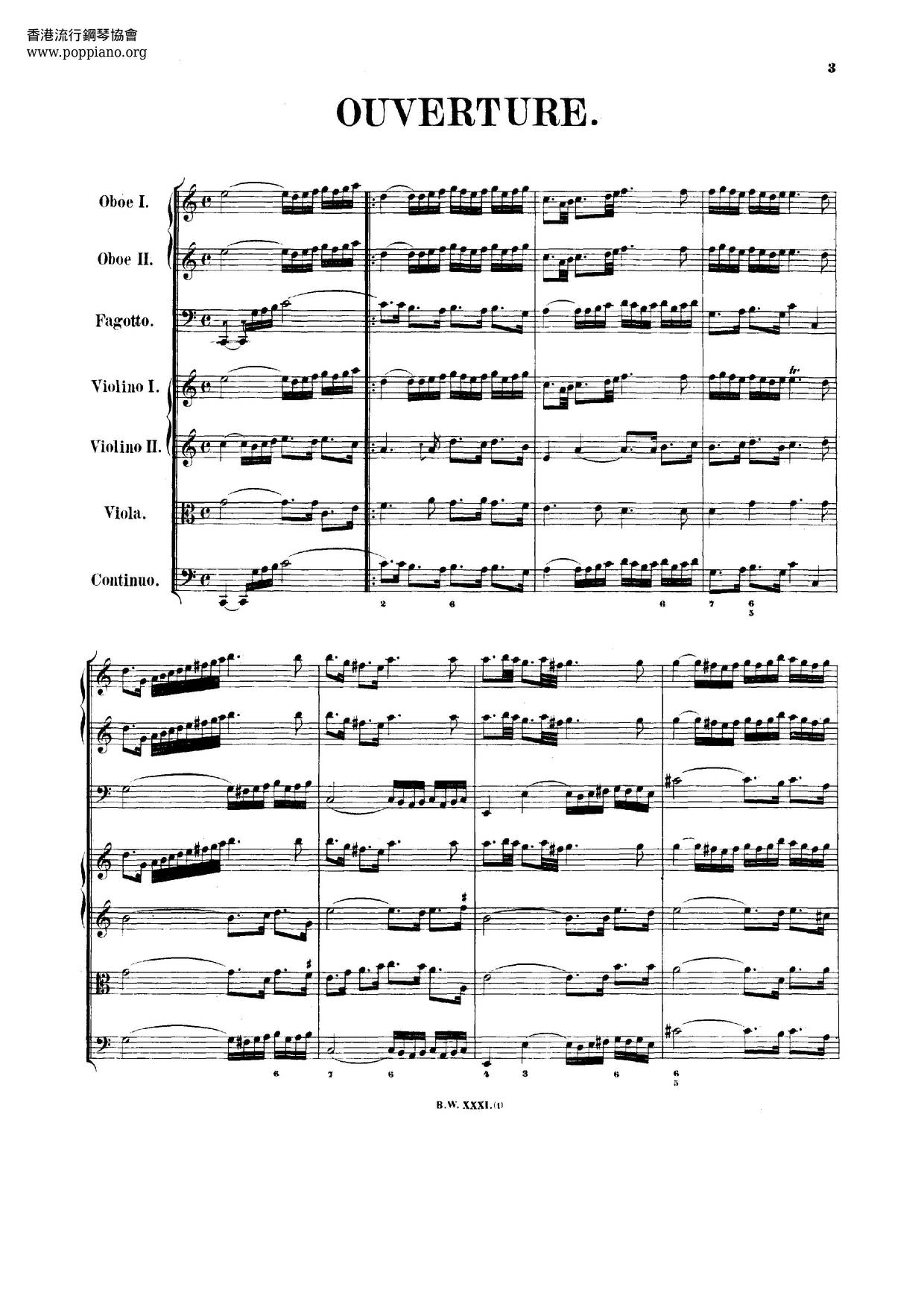 Orchestral Suite No. 1 In C Major, BWV 1066琴谱