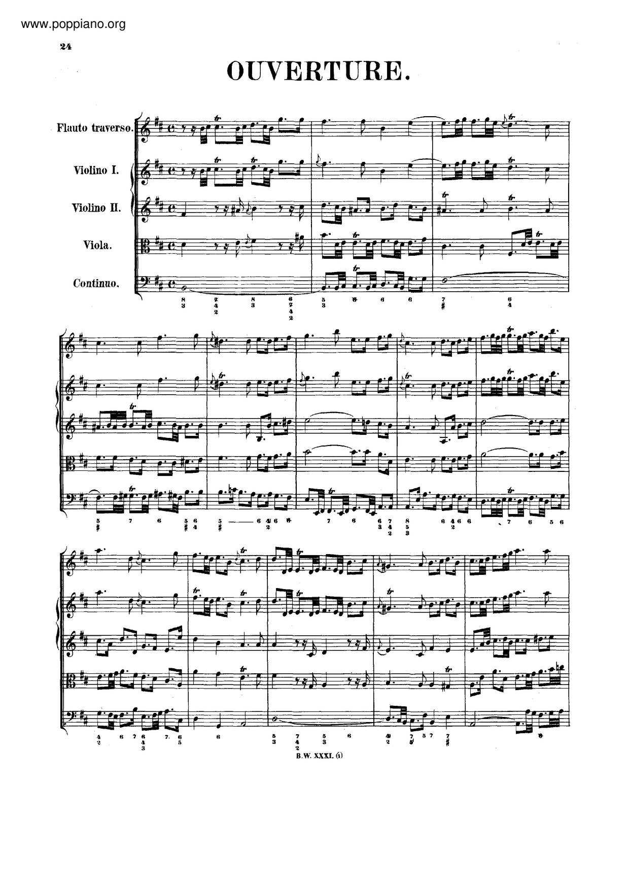 Orchestral Suite No. 2 In B Minor, BWV 1067 Score
