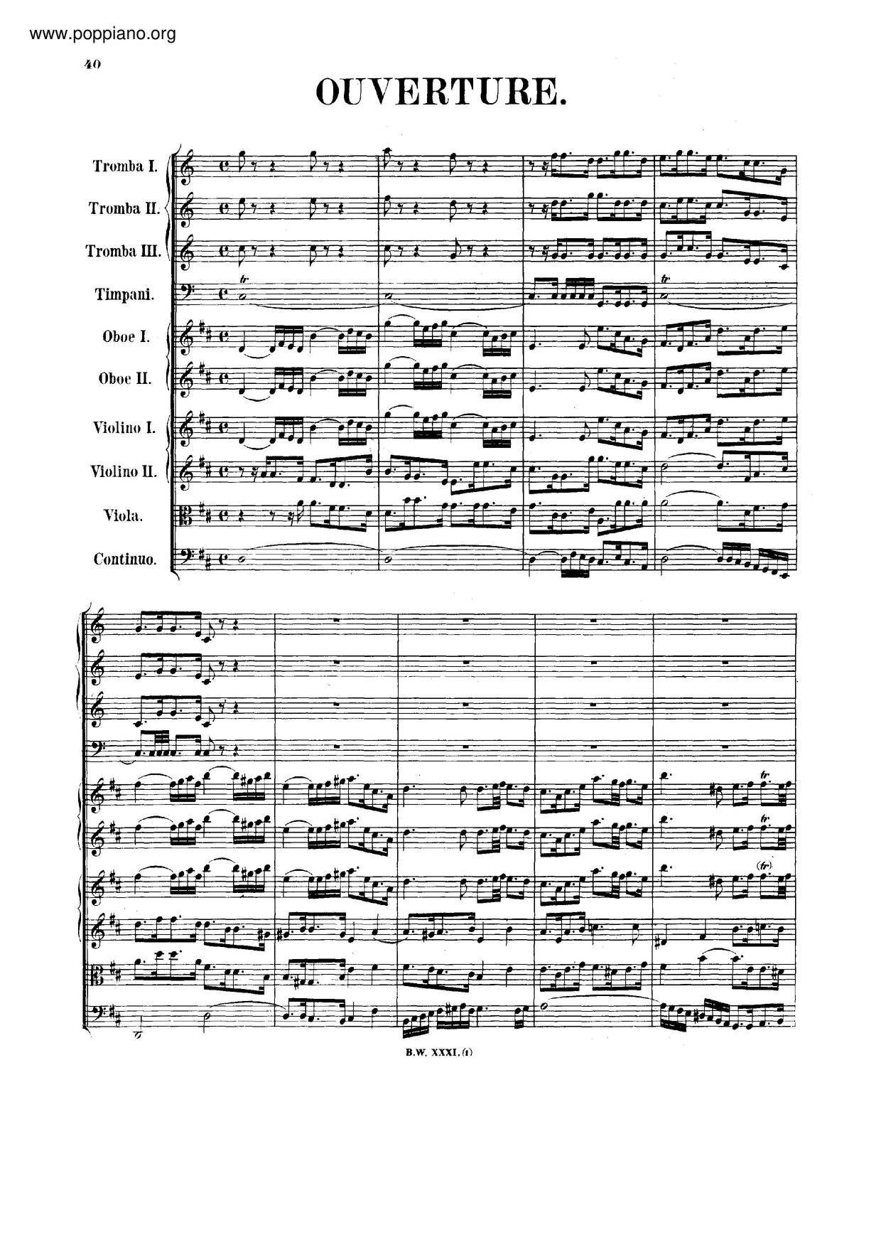 Orchestral Suite No. 3 In D Major, BWV 1068琴谱