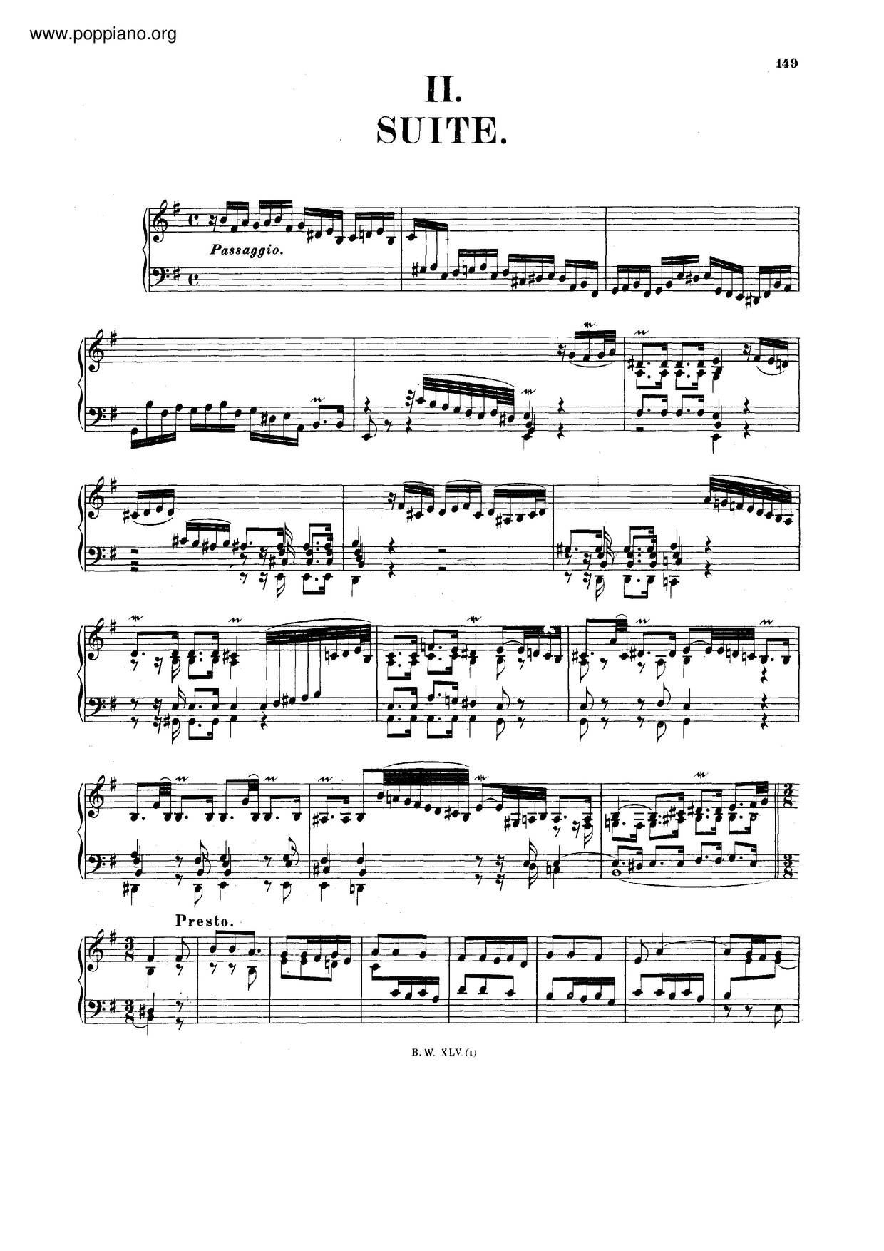 Suite In E Minor, BWV 996ピアノ譜