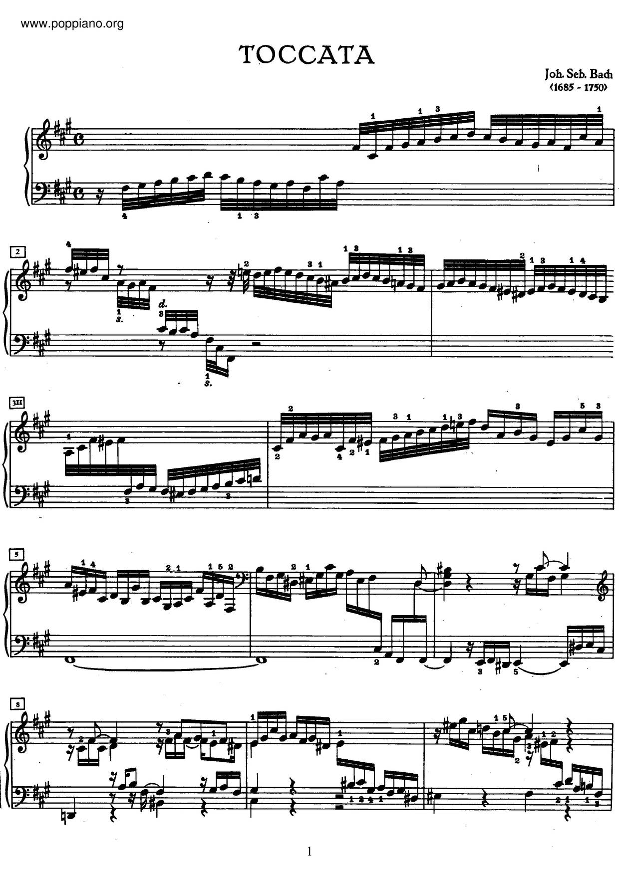 Toccata In D Minor, BWV 913 Score