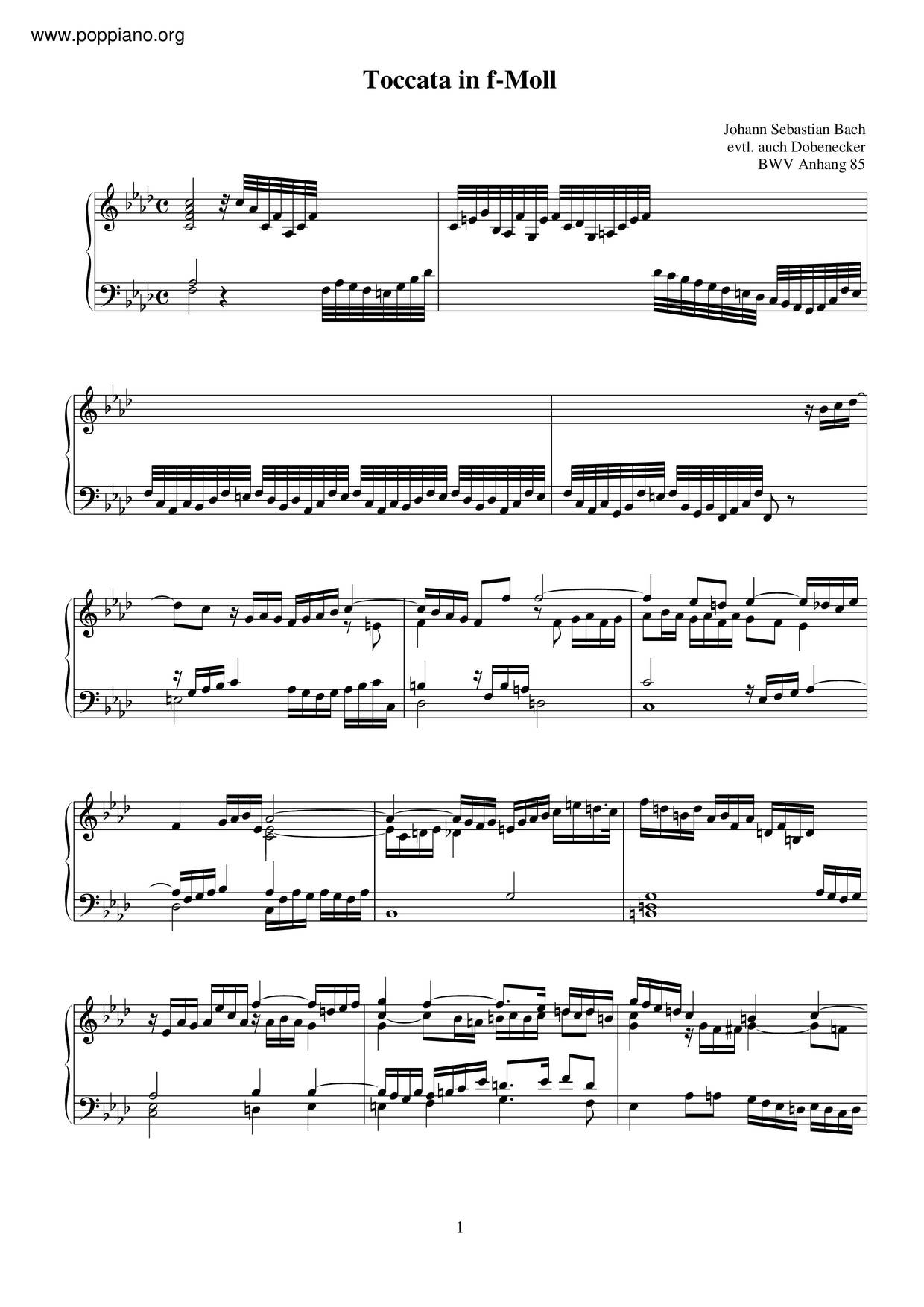 Toccata In F Minor, BWV Anh. 85 Score