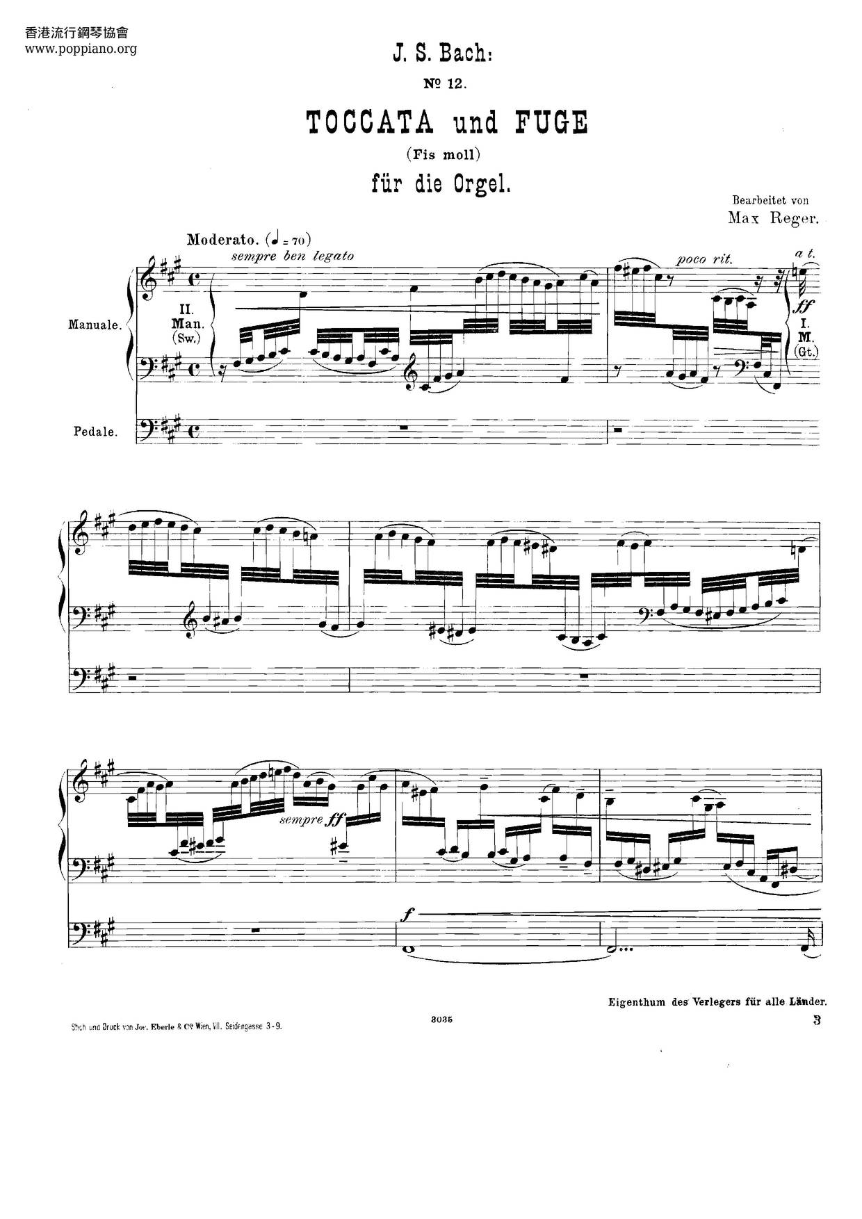 Toccata In F-Sharp Minor, BWV 910琴譜