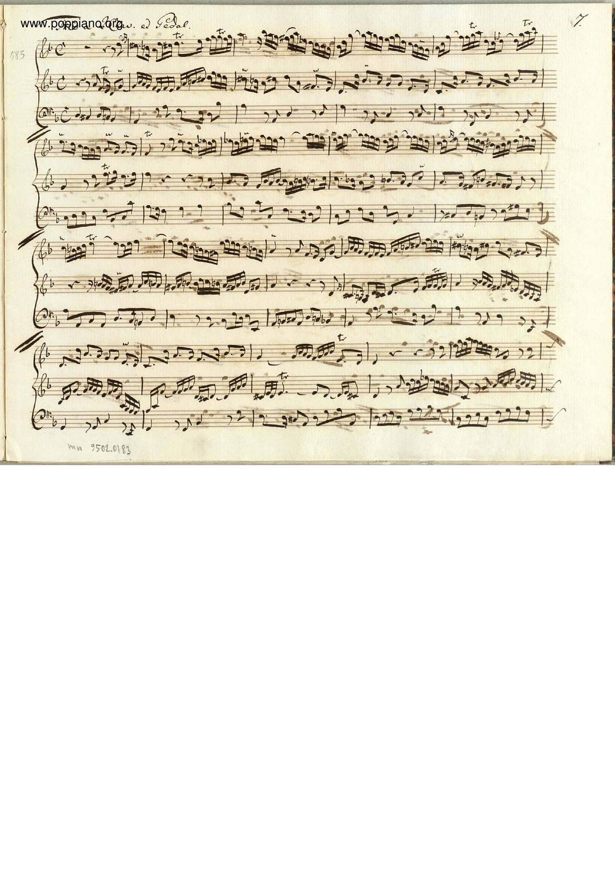 Trio In D Minor, BWV 583琴譜