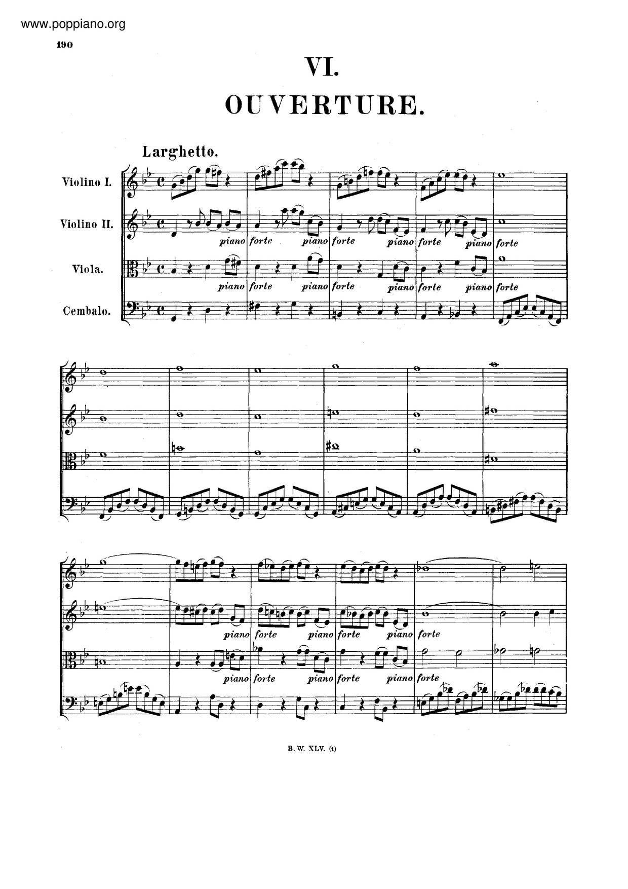 Overture In G Minor, BWV 1070琴譜