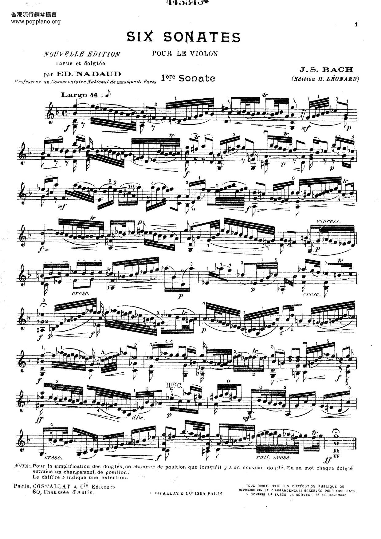 6 Partitas, BWV 825-830ピアノ譜