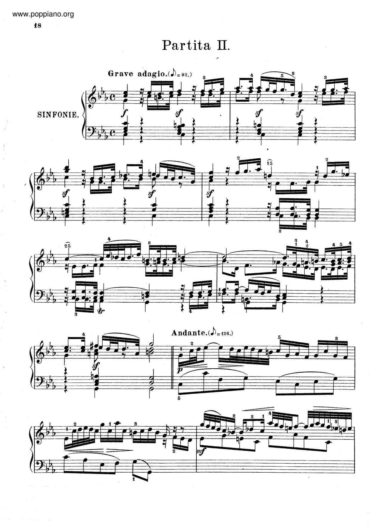 Partita No. 2,  BWV 826琴譜