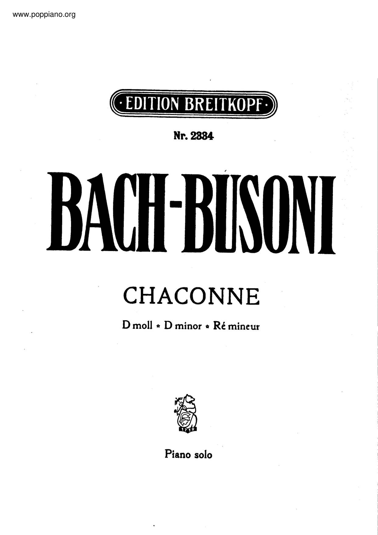Violin Partita No. 2, BWV 1004 Score