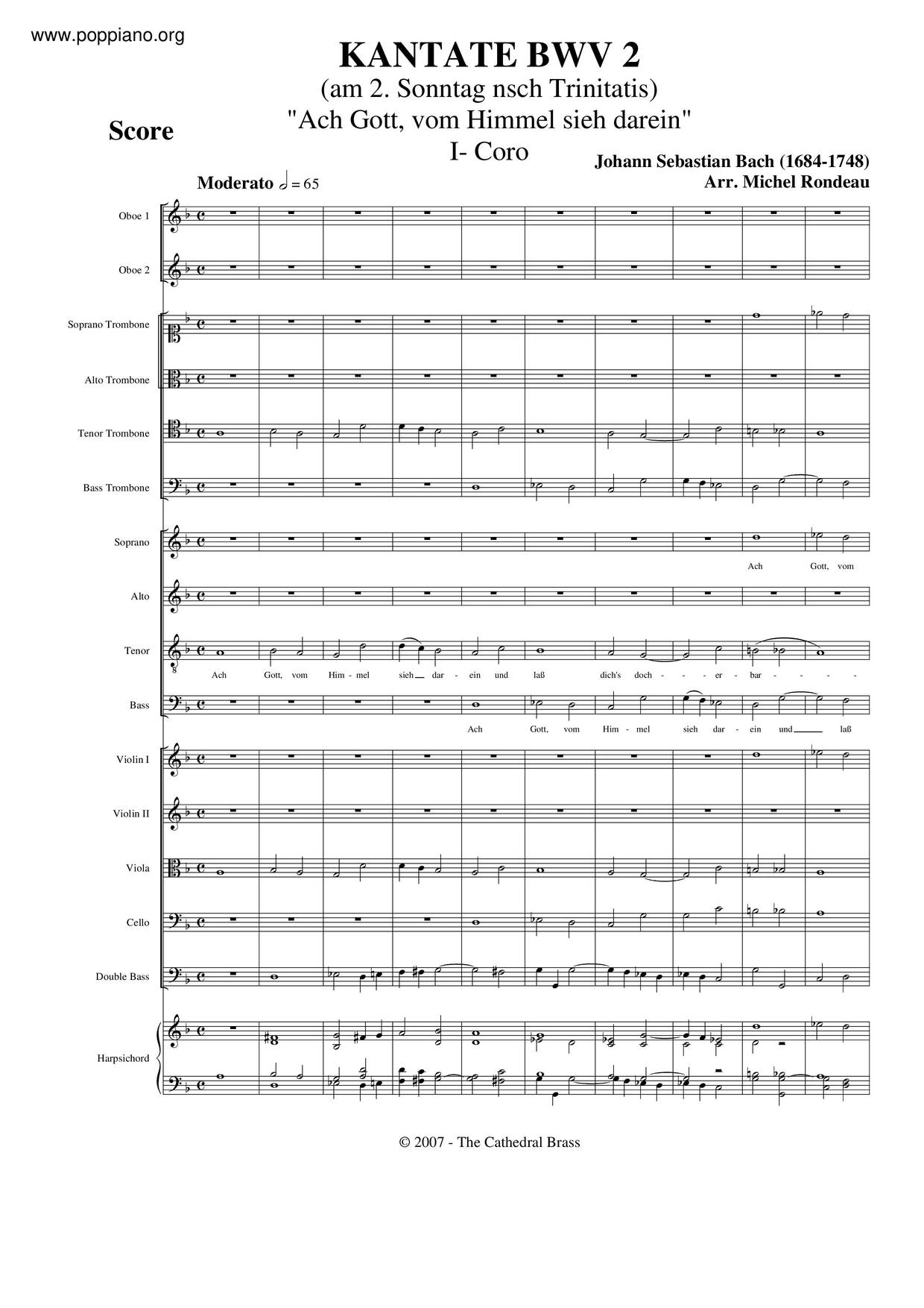 Ach Gott, Vom Himmel Sieh Darein, BWV 2 Score