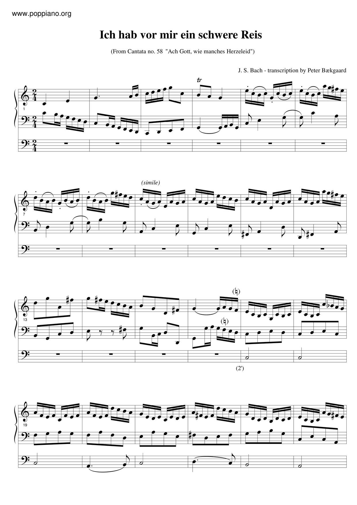 Ach Gott, Wie Manches Herzeleid, BWV 58 Score