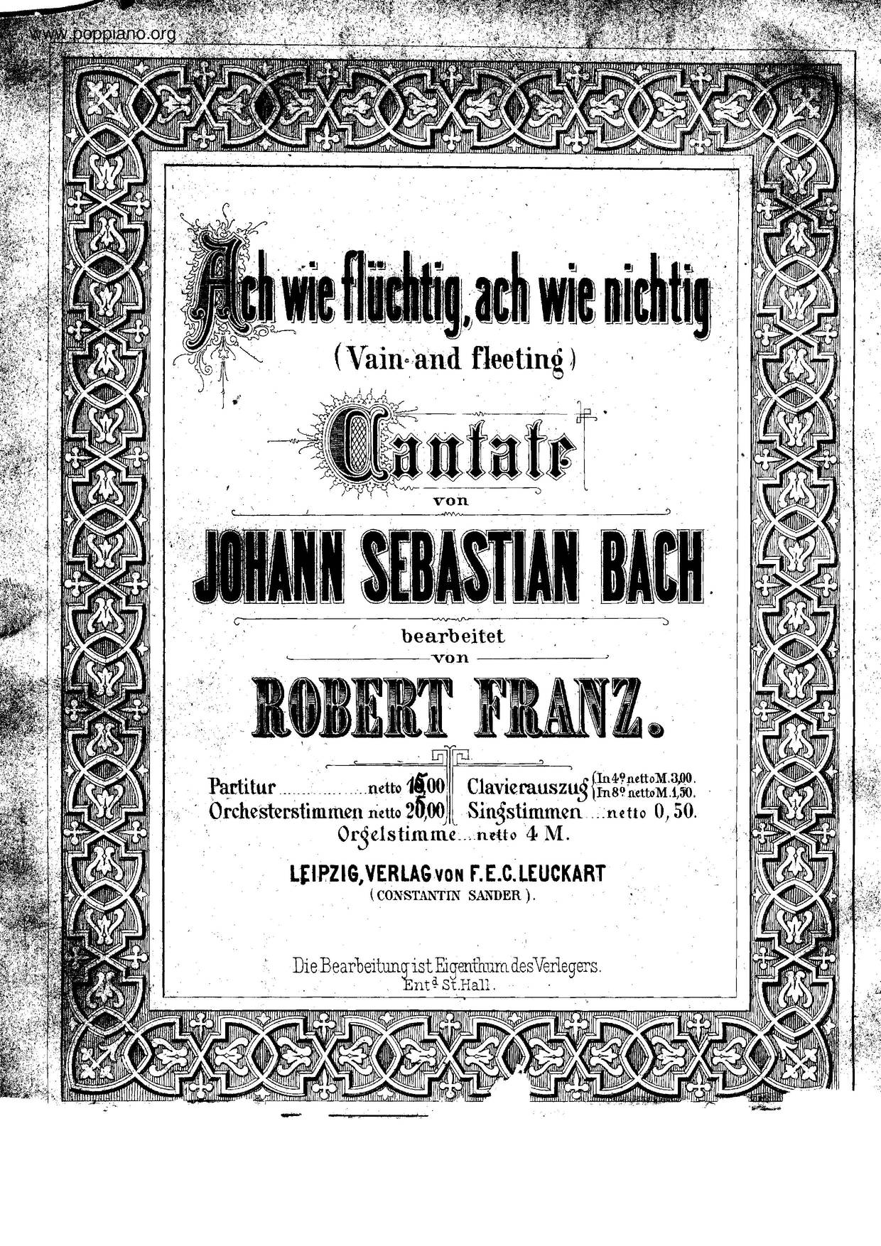 Ach Wie Flüchtig, Ach Wie Nichtig, BWV 26琴譜