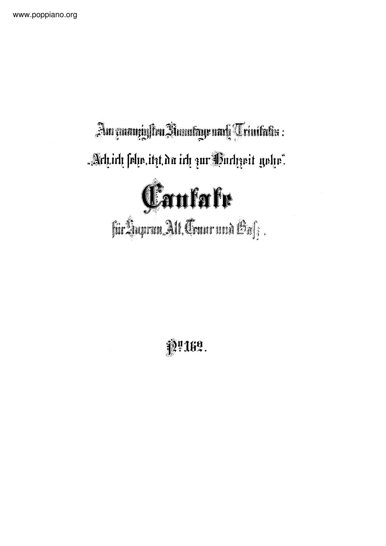 Ach! Ich Sehe, Itzt, Da Ich Zur Hochzeit Gehe, BWV 162 Score