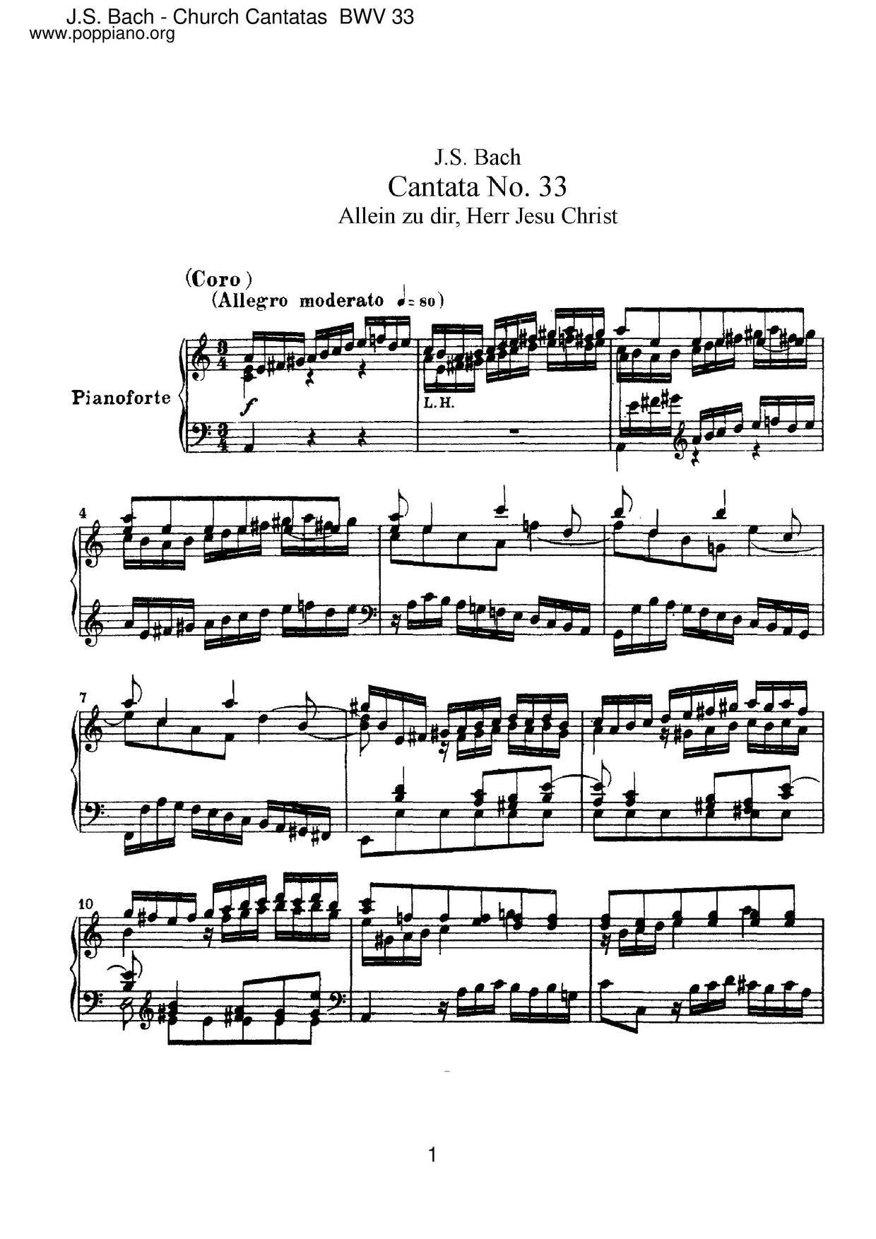 Allein Zu Dir, Herr Jesu Christ, BWV 33ピアノ譜