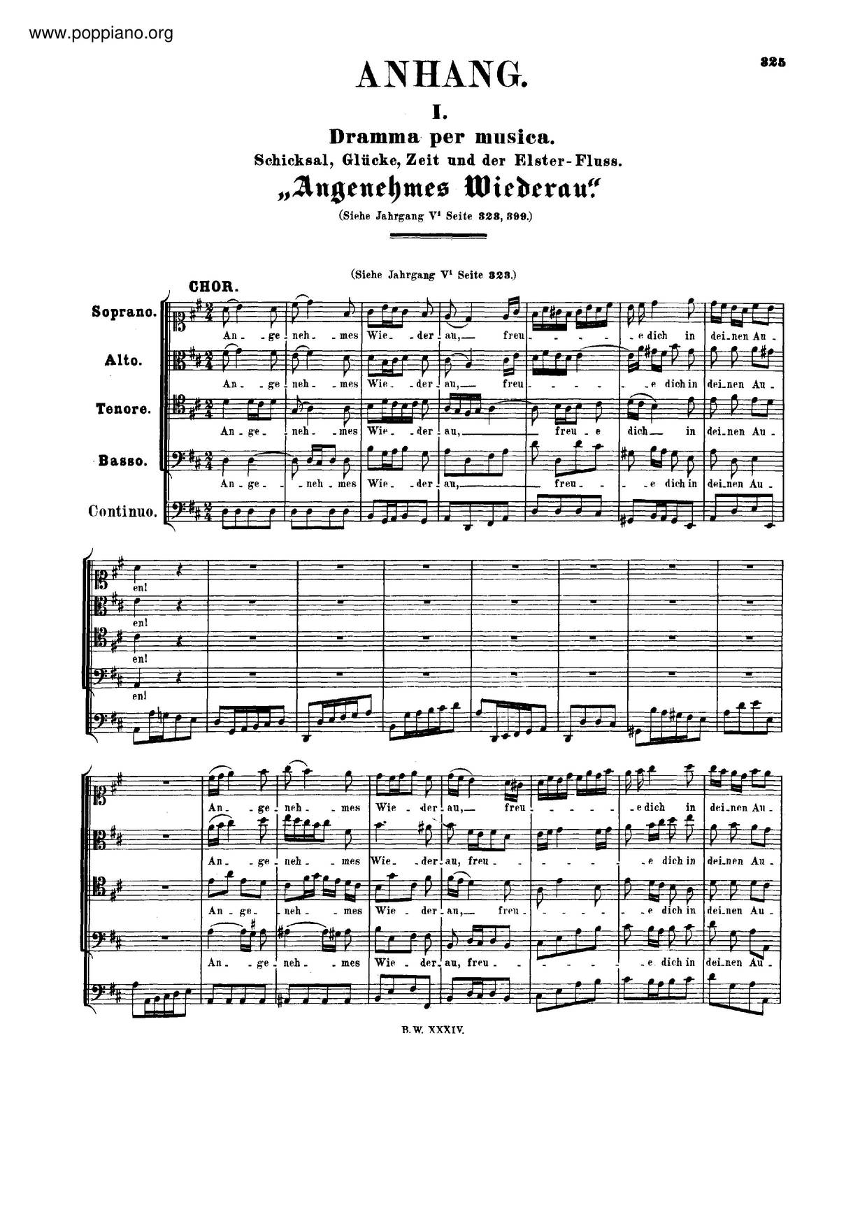 Angenehmes Wiederau, BWV 30A Score