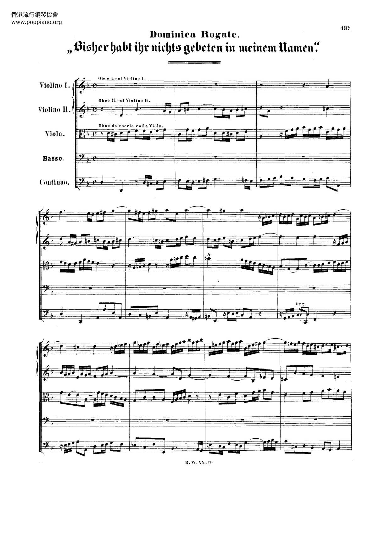 Bisher Habt Ihr Nichts Gebeten, BWV 87琴谱