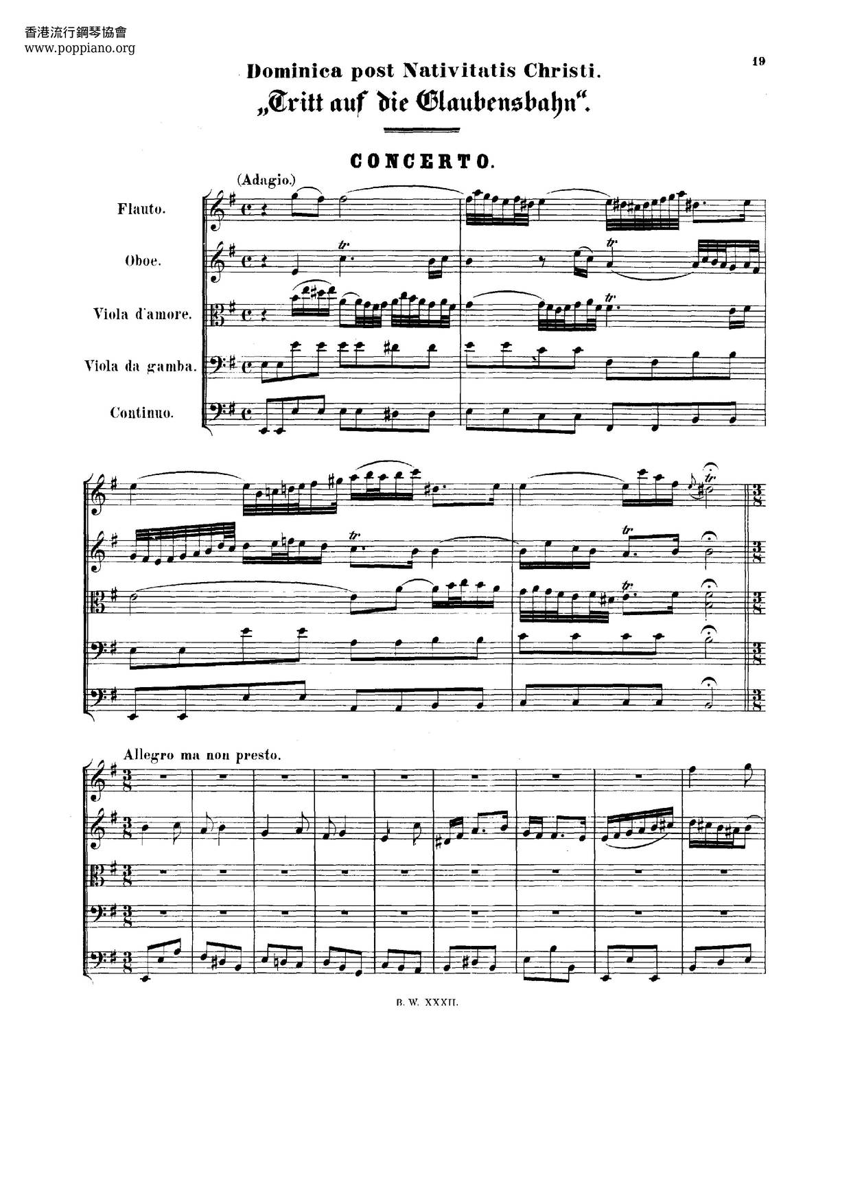 Cantata ''Tritt Auf Die Glaubensbahn'', BWV 152琴譜
