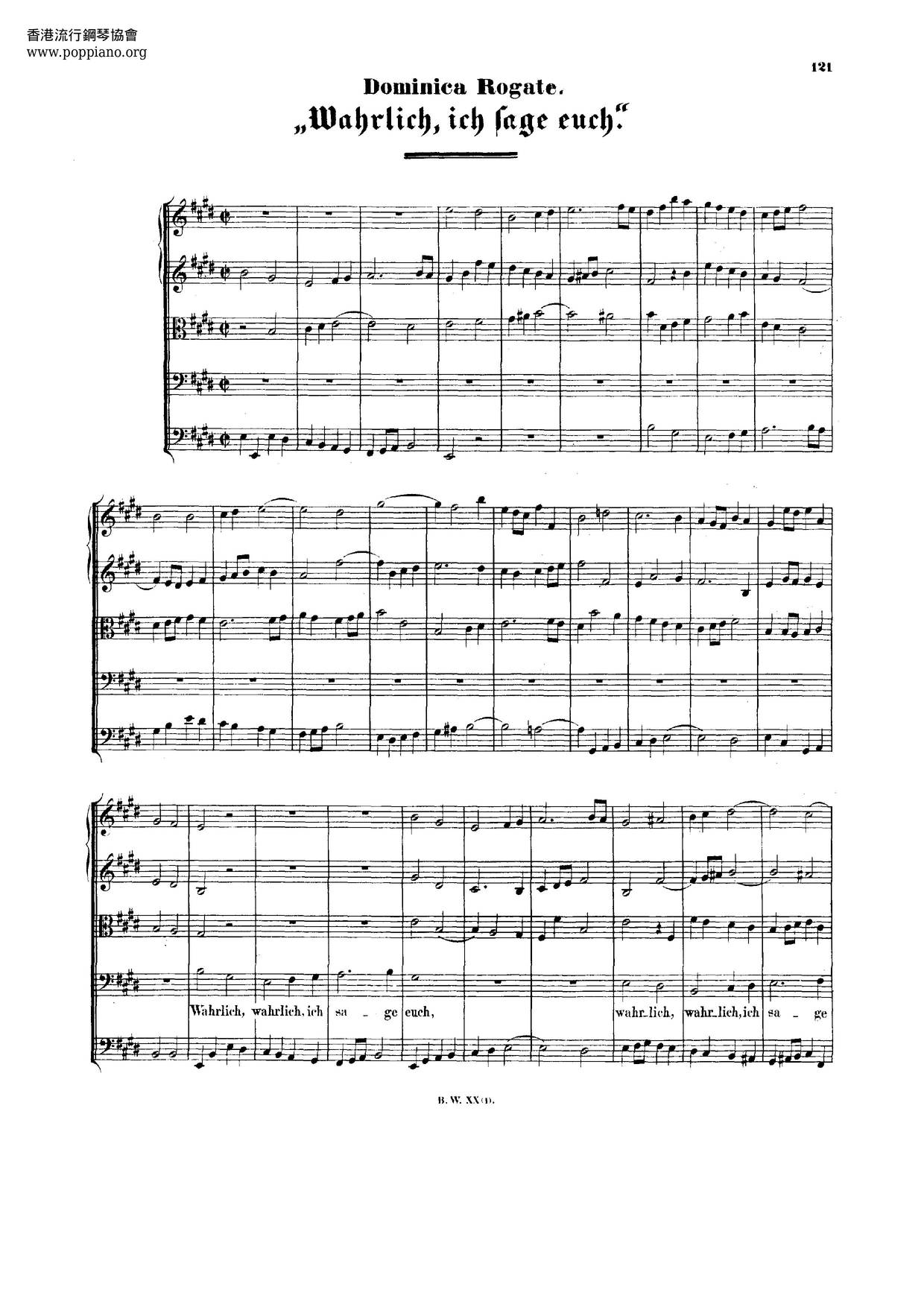 Cantata ''Wahrlich, Wahrlich, Ich Sage Euch'', BWV 86 Score