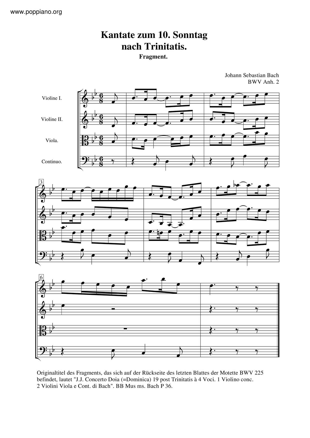 Cantata, BWV Anh. 2ピアノ譜