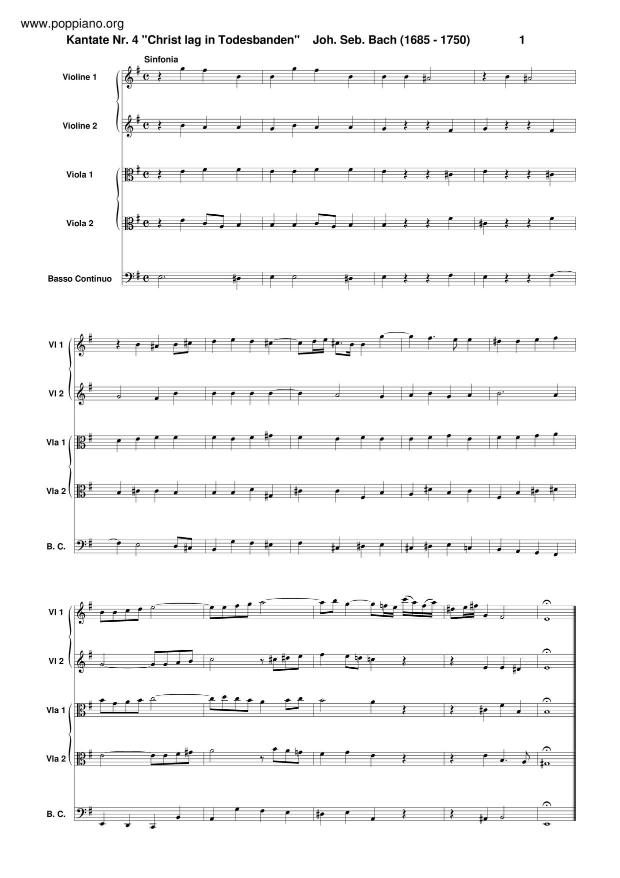 Christ Lag In Todesbanden, BWV 4 Score