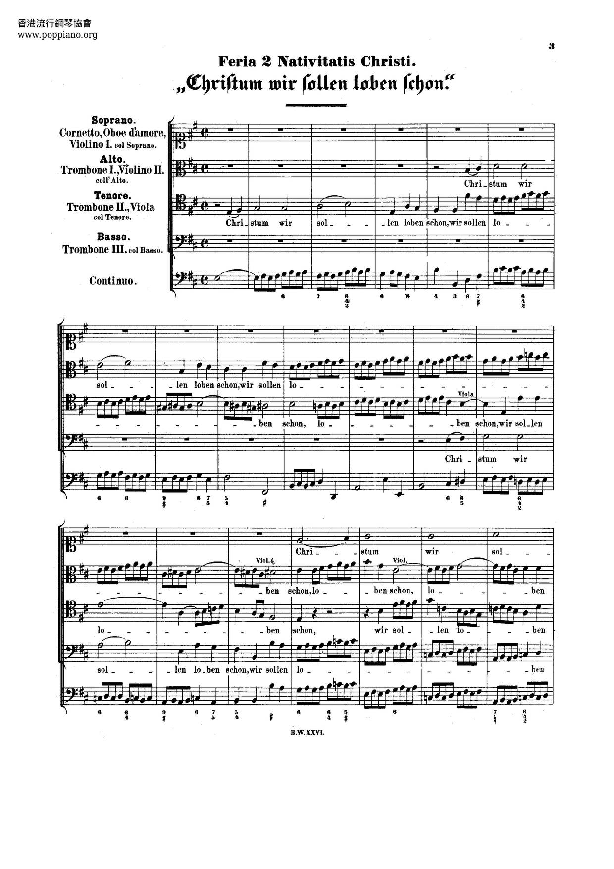 Christum Wir Sollen Loben Schon, BWV 121 Score