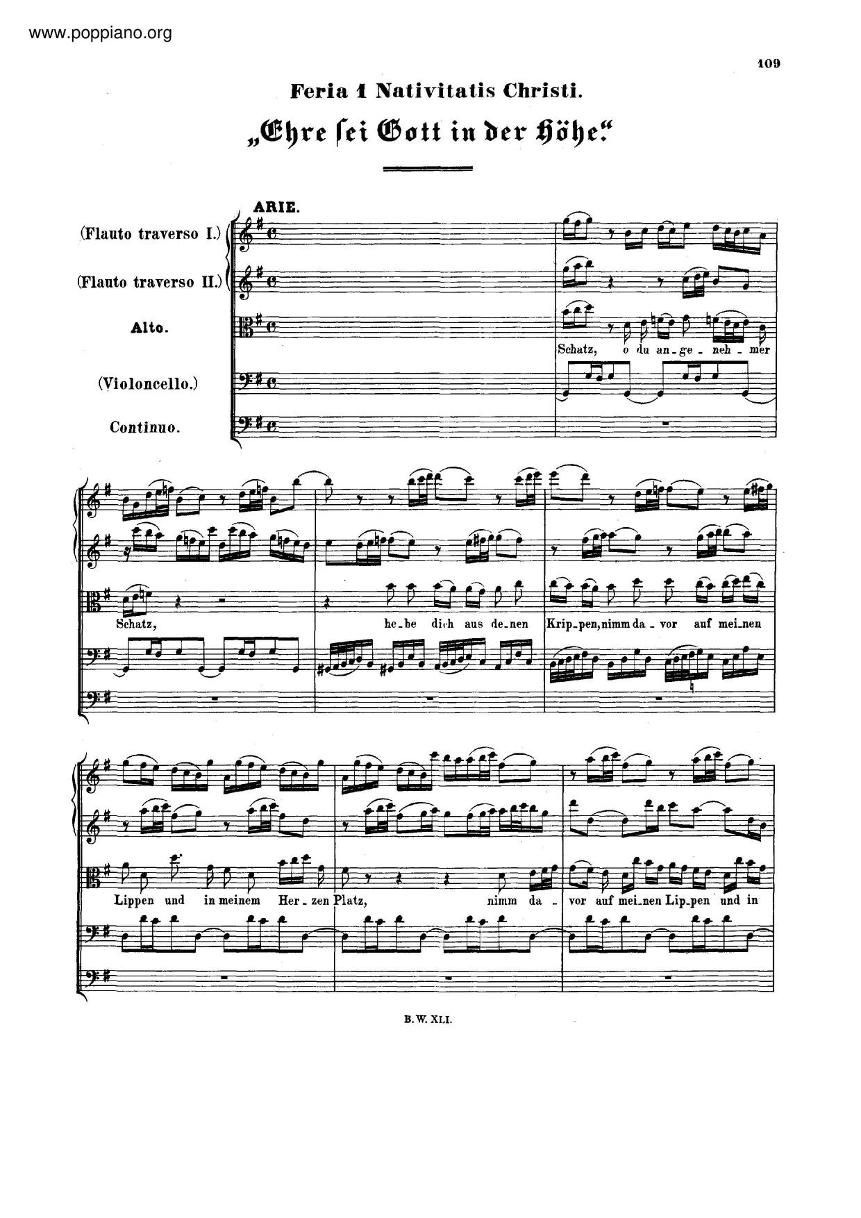 Ehre Sei Gott In Der Höhe, BWV 197A琴譜